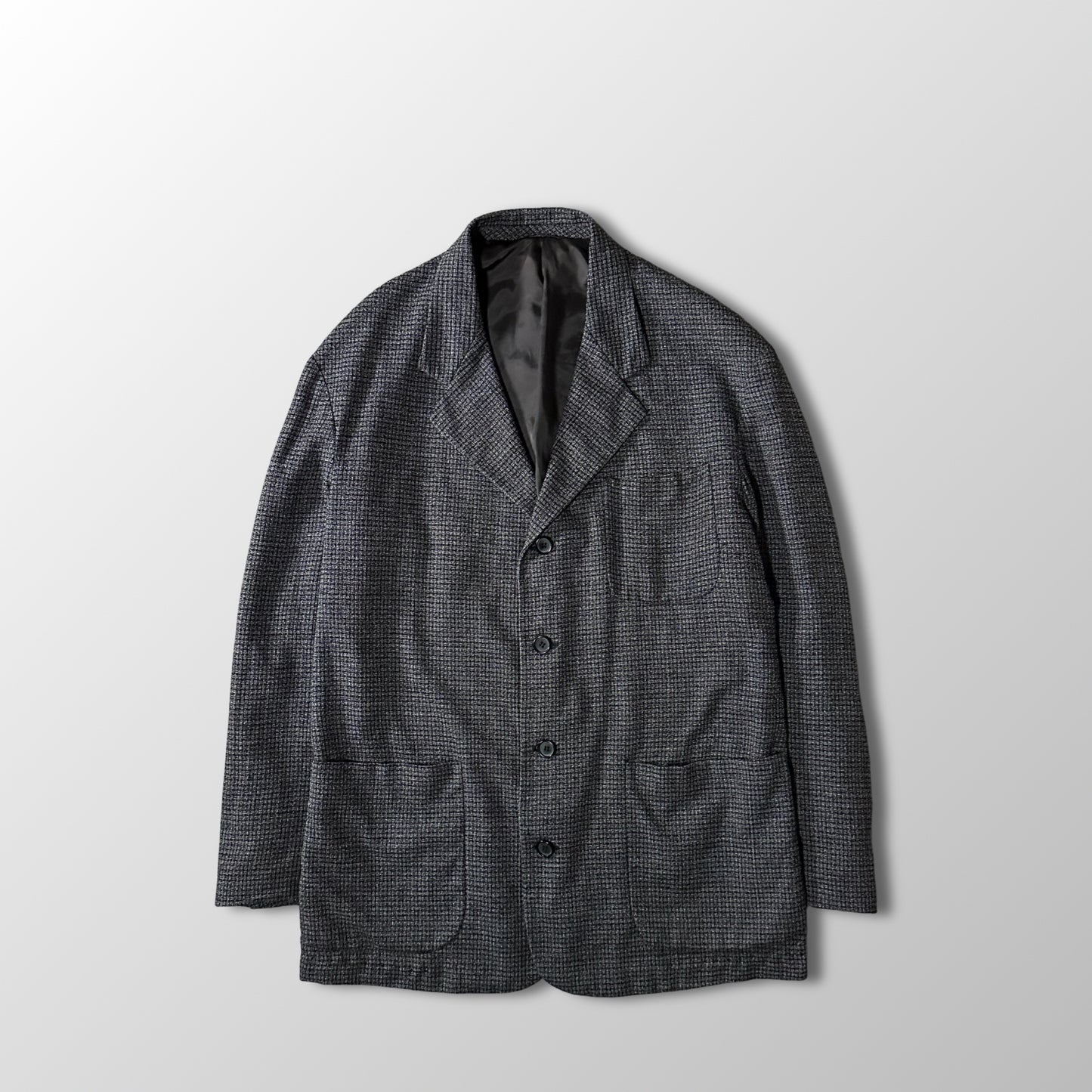 Viscose Linen Tweed Jacket 48 Gray Made in France