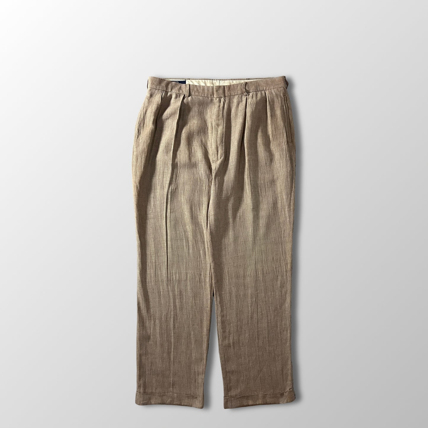Polo by Ralph Lauren Beige Linen Cotton Pleated Trousers