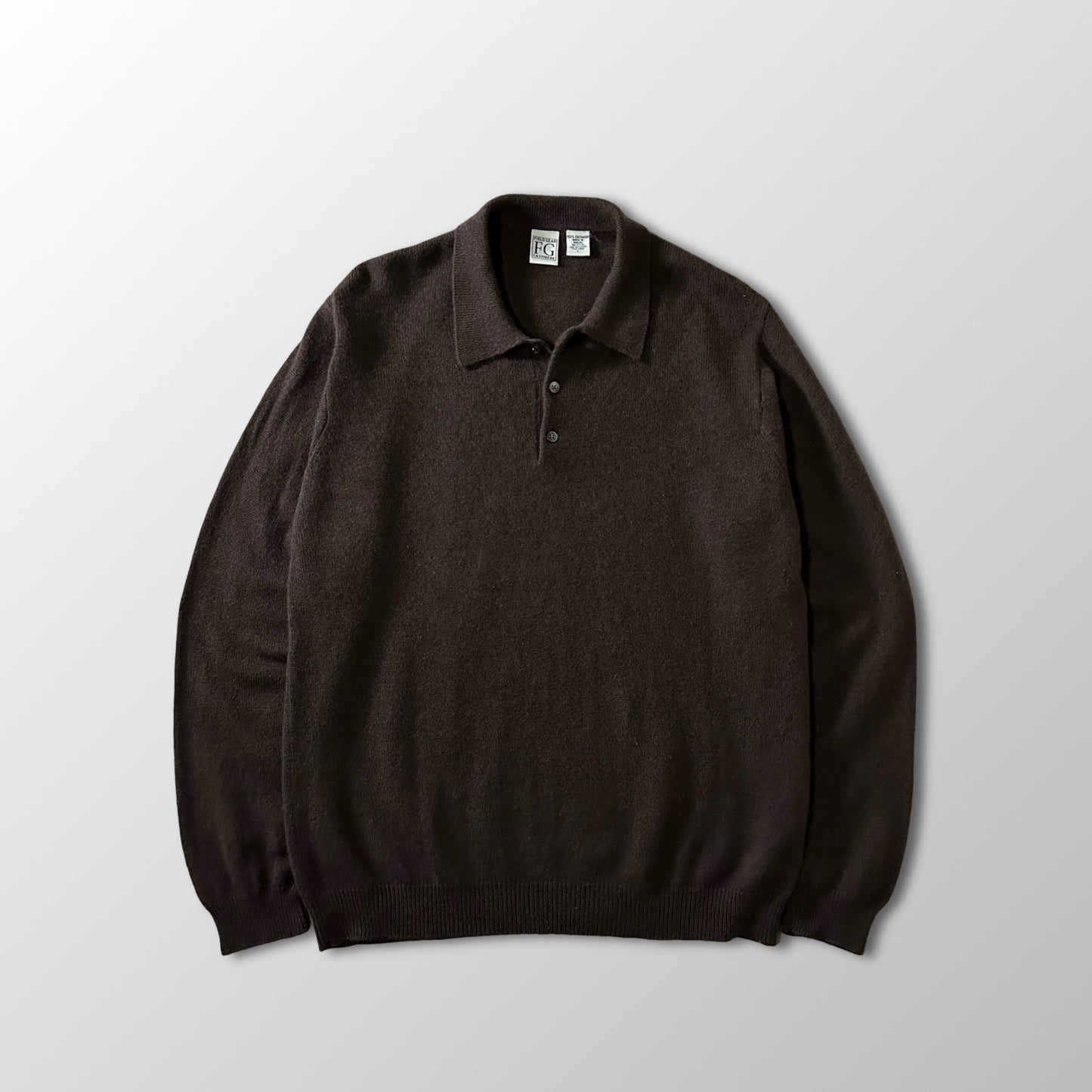 Cashmere Brown Knit Polo Sweater Size L