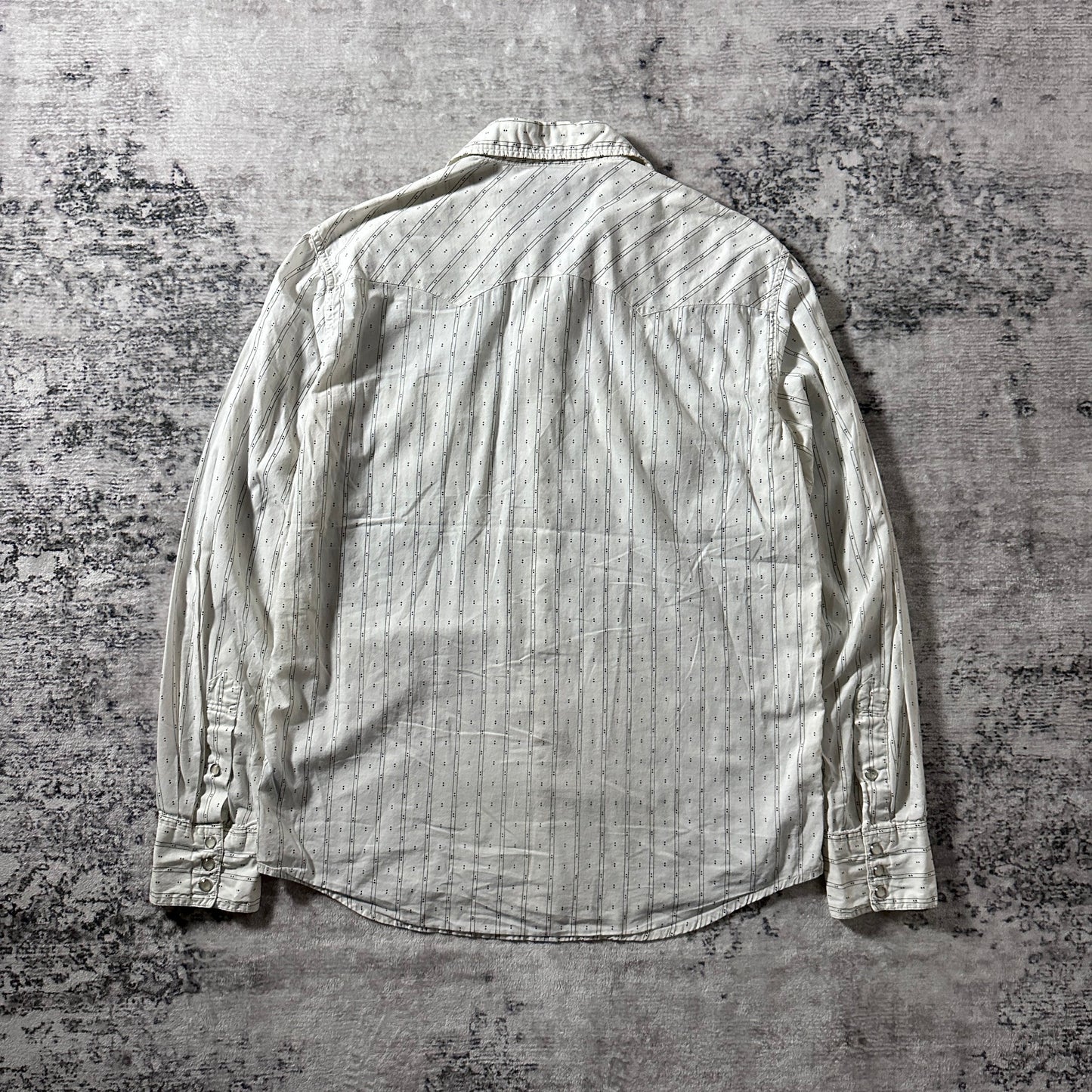 Western Shirt Polo Jeans Company Cotton White Dotted Stripe  – S
