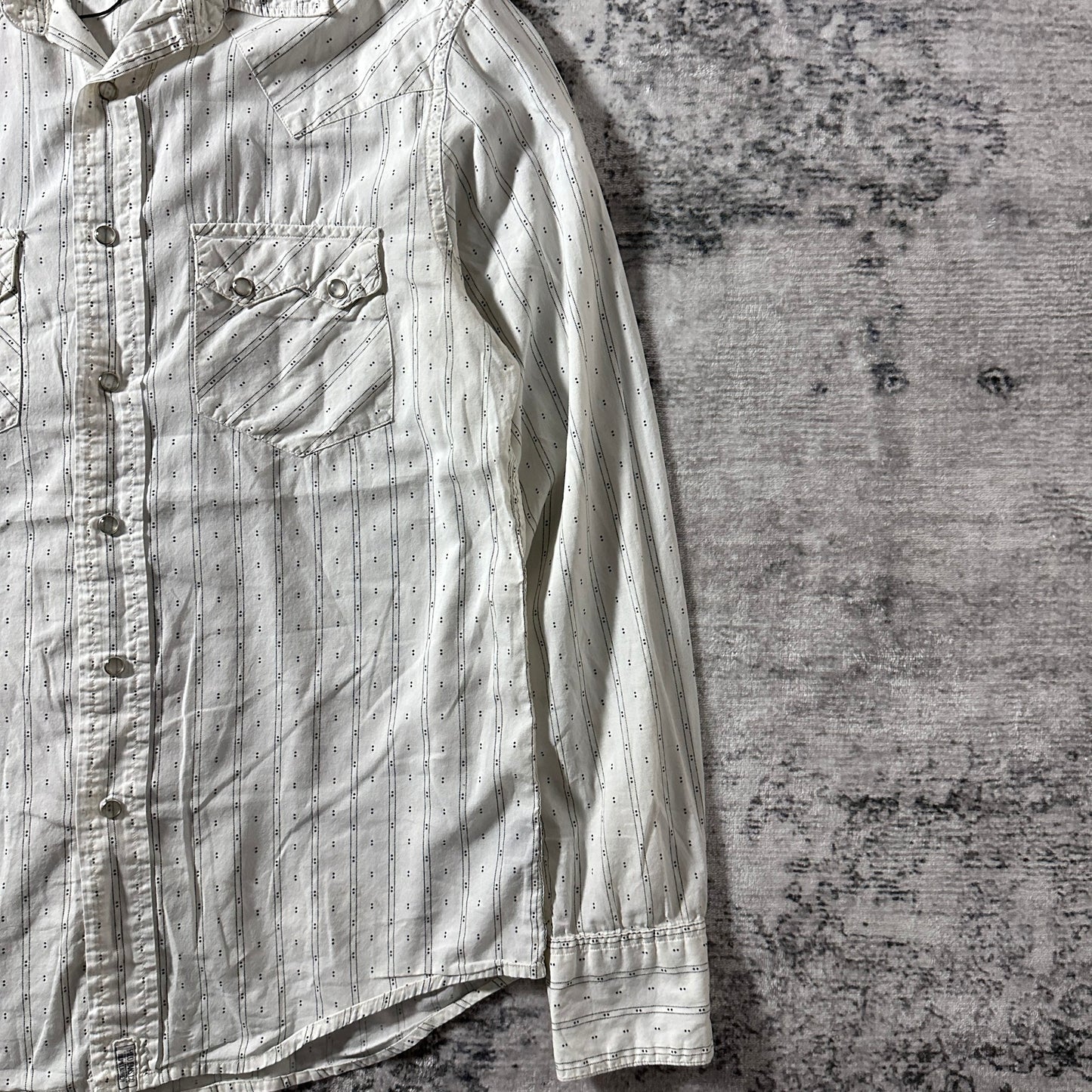 Western Shirt Polo Jeans Company Cotton White Dotted Stripe  – S