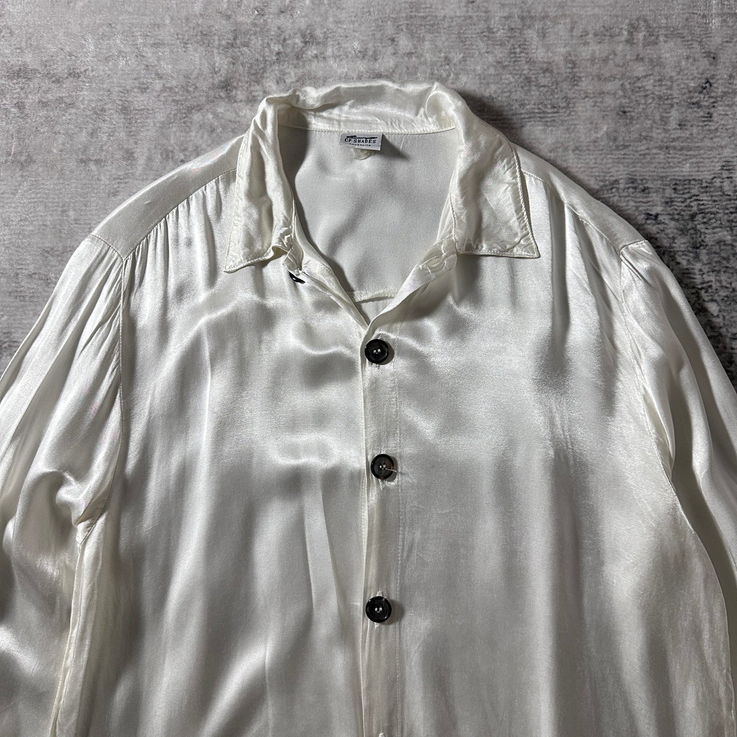 CP SHADES Rayon Long Sleeve Shirt Jacket – M – Ivory – Solid