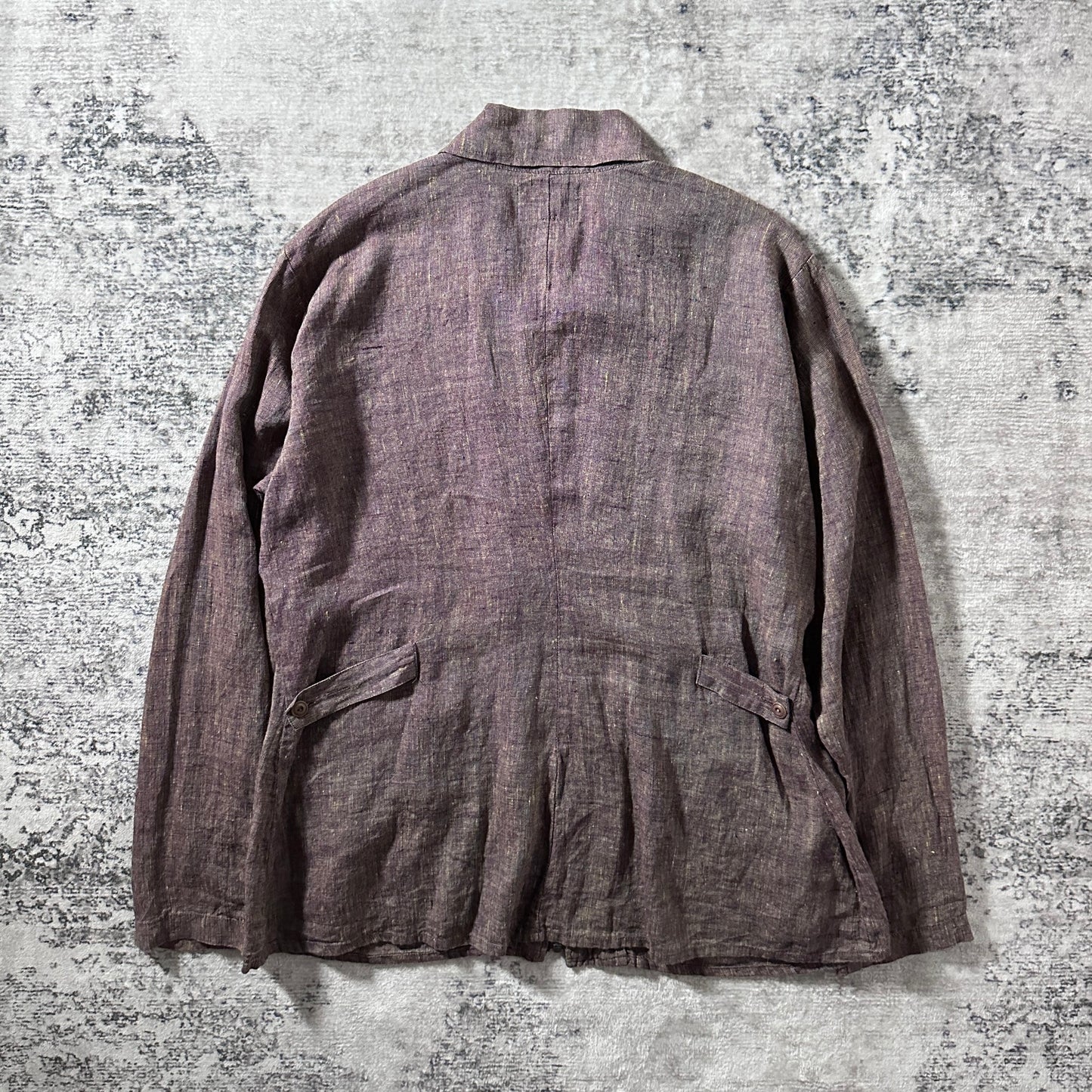 FLAX 100% Linen Heathered Purple Zip Jacket – M
