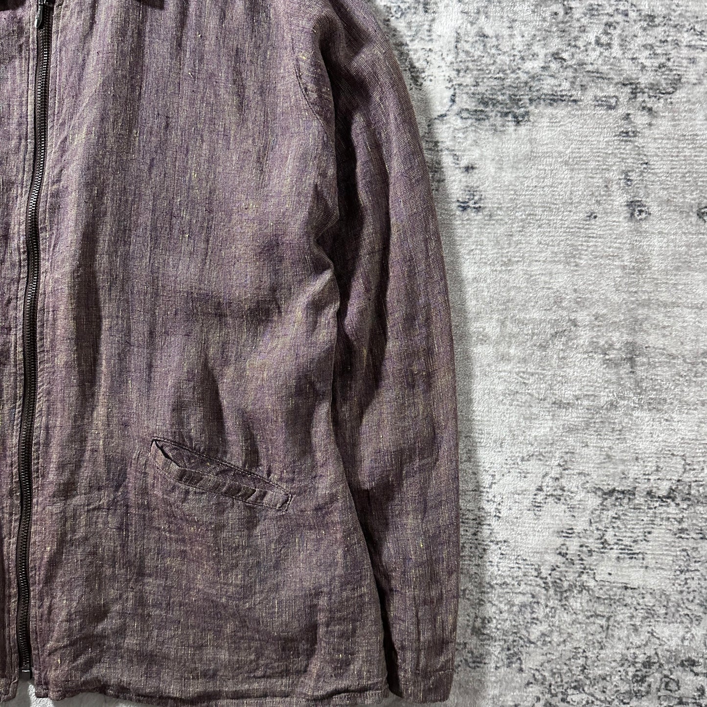 FLAX 100% Linen Heathered Purple Zip Jacket – M