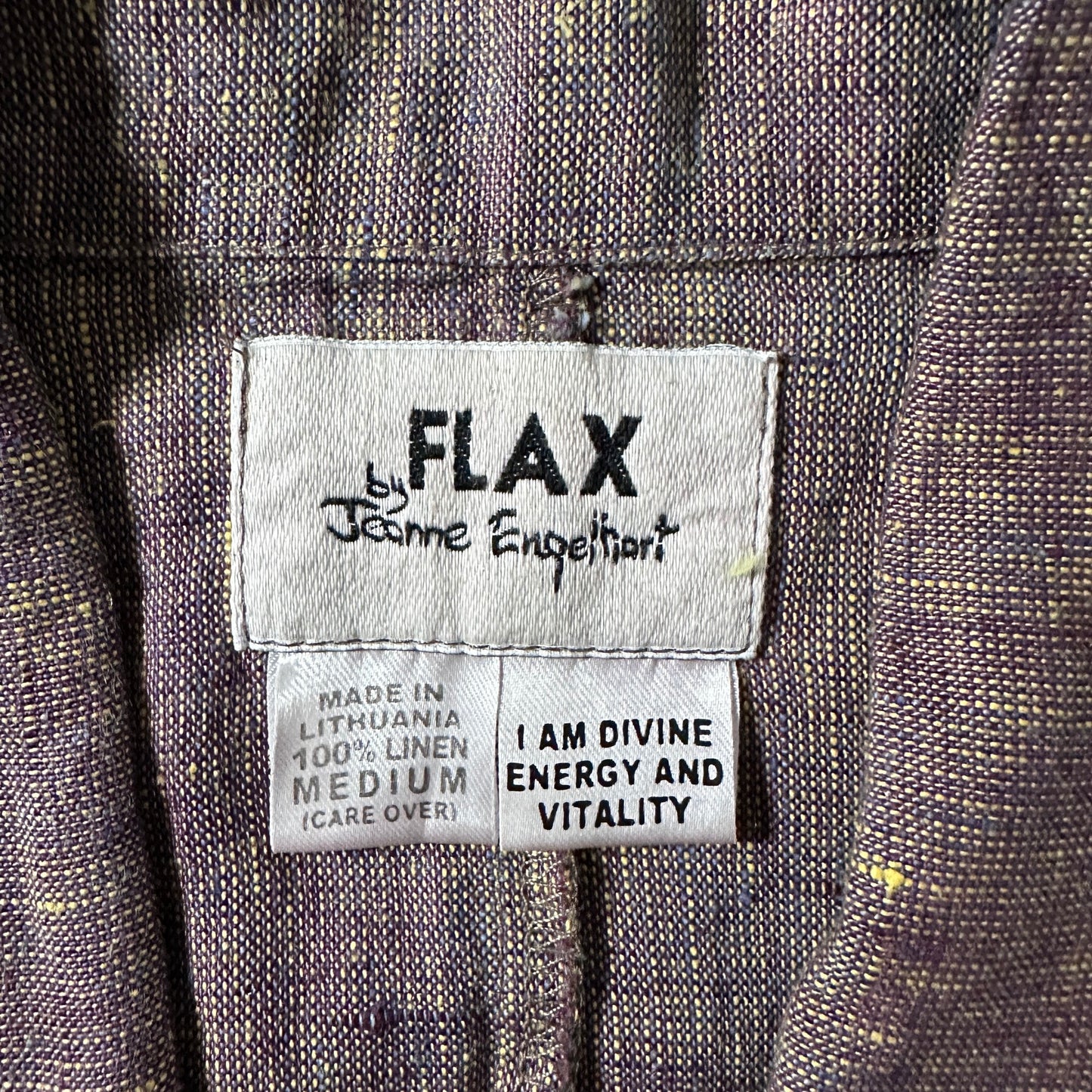 FLAX 100% Linen Heathered Purple Zip Jacket – M