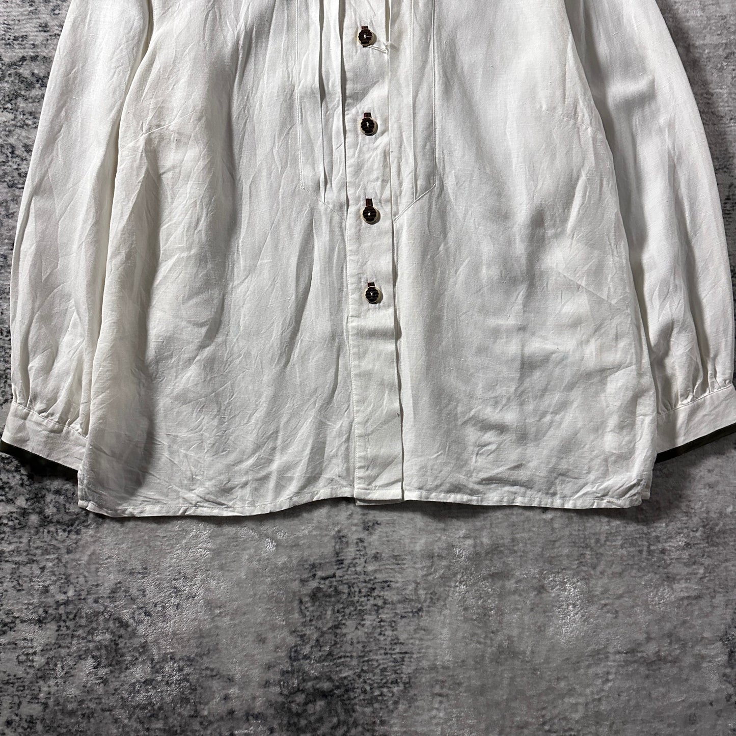 Linen Viscose White Pleated Blouse – EU 48　‐　SOLO