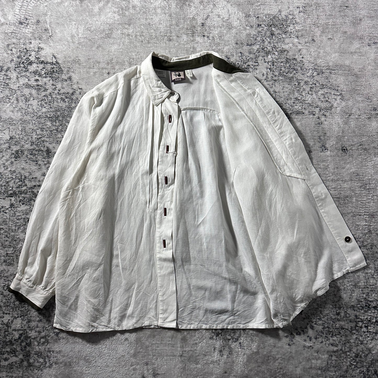 Linen Viscose White Pleated Blouse – EU 48　‐　SOLO