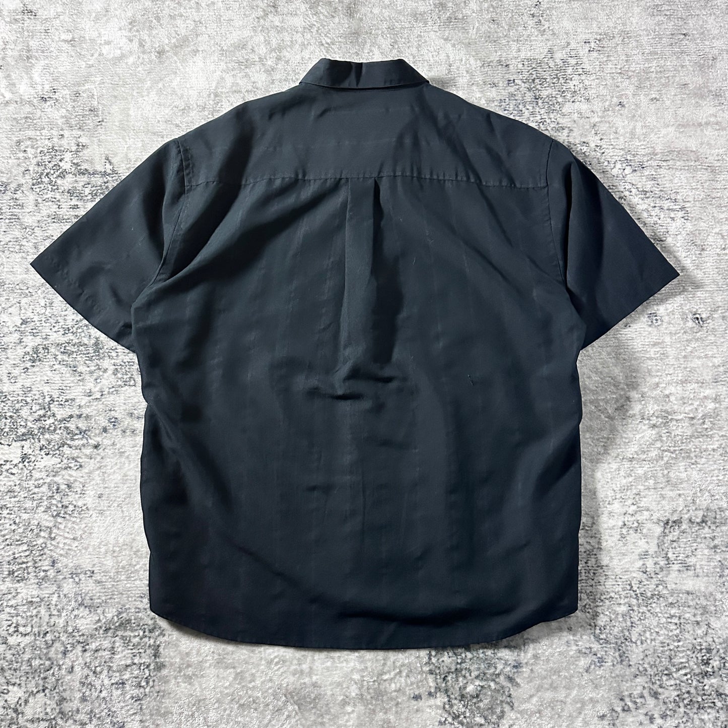 Perry Ellis　Rayon Black Shadow Stripe Short Sleeve Shirt – XL