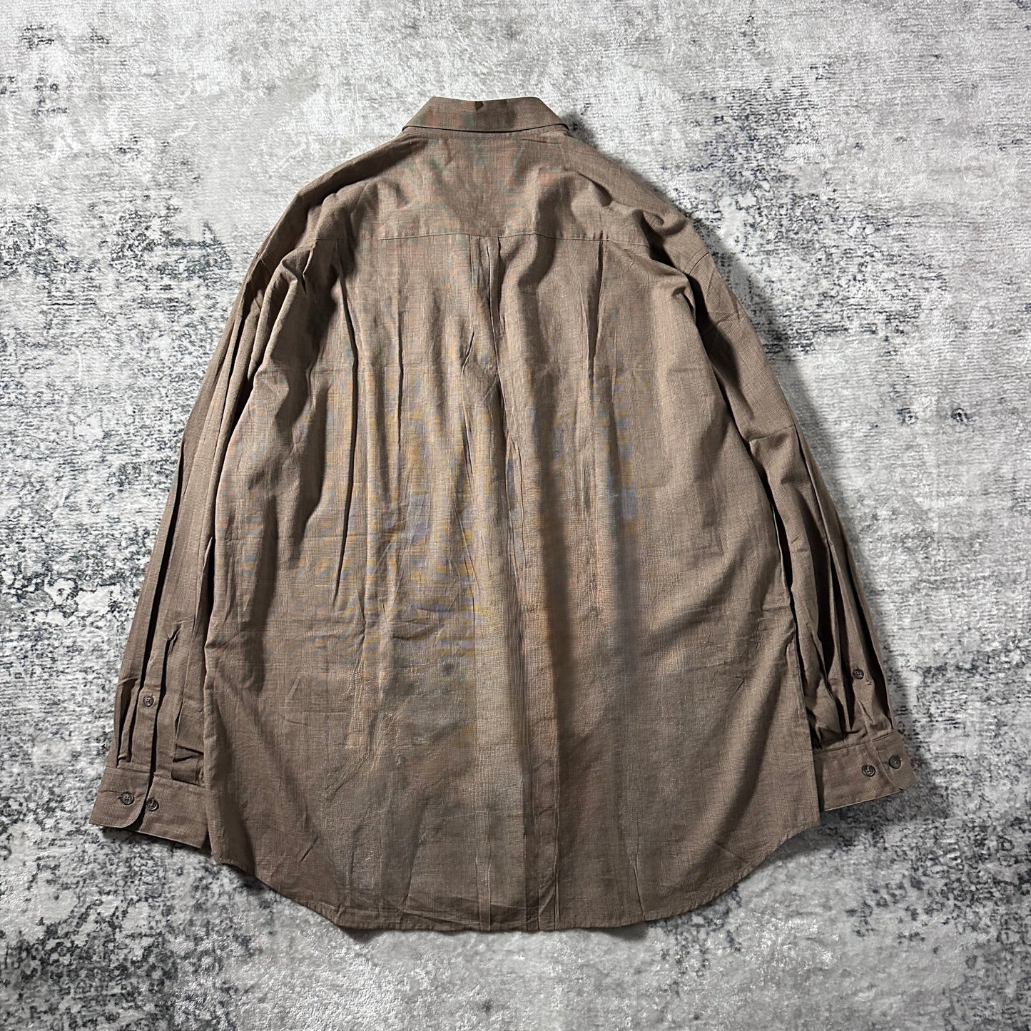 Rayon Cotton Brown Tonal Plaid Long Sleeve Shirt – XL - Perry Ellis