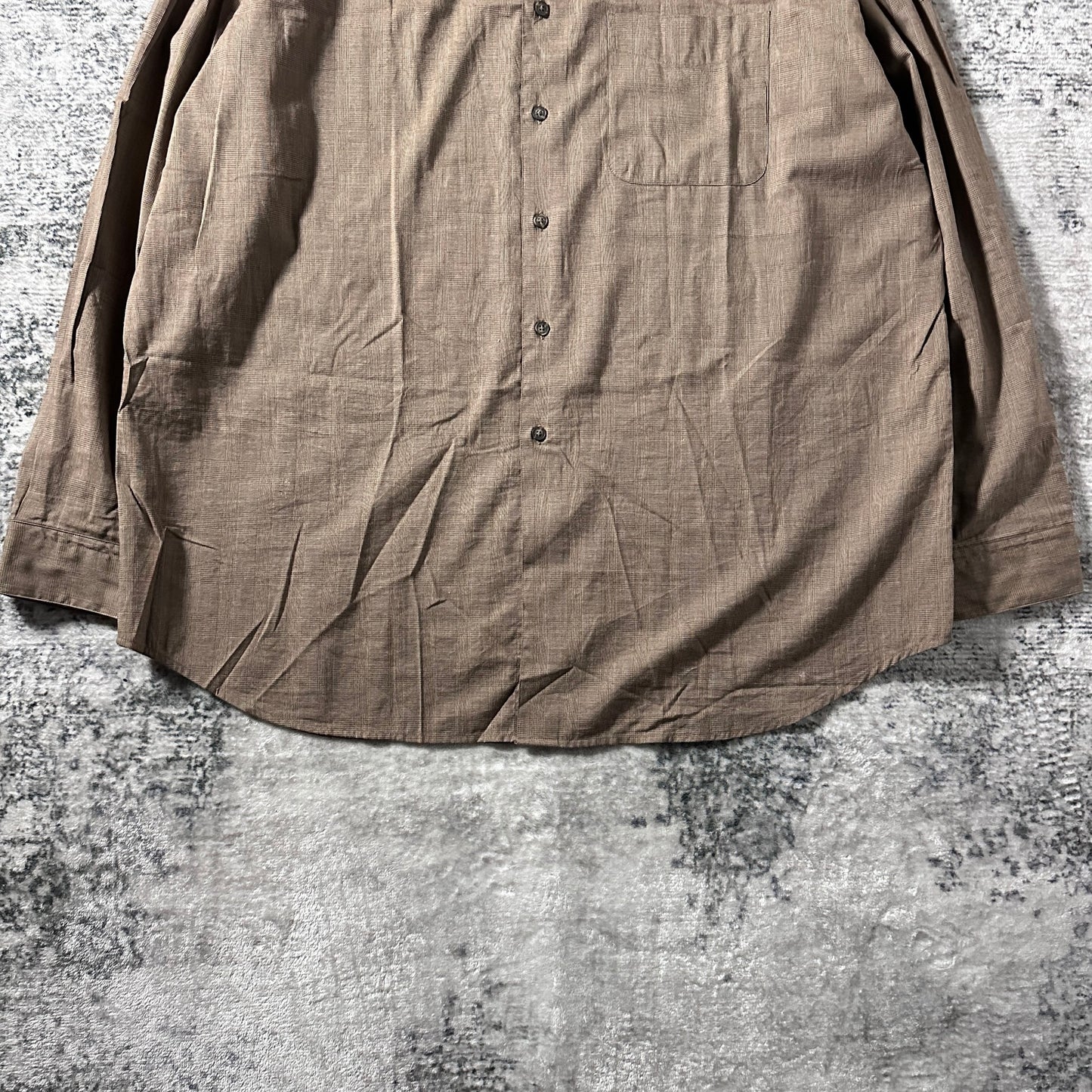 Rayon Cotton Brown Tonal Plaid Long Sleeve Shirt – XL - Perry Ellis