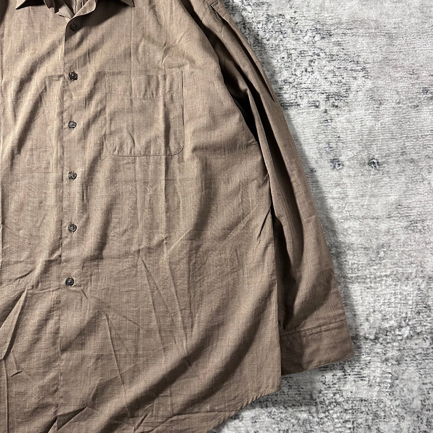 Rayon Cotton Brown Tonal Plaid Long Sleeve Shirt – XL - Perry Ellis