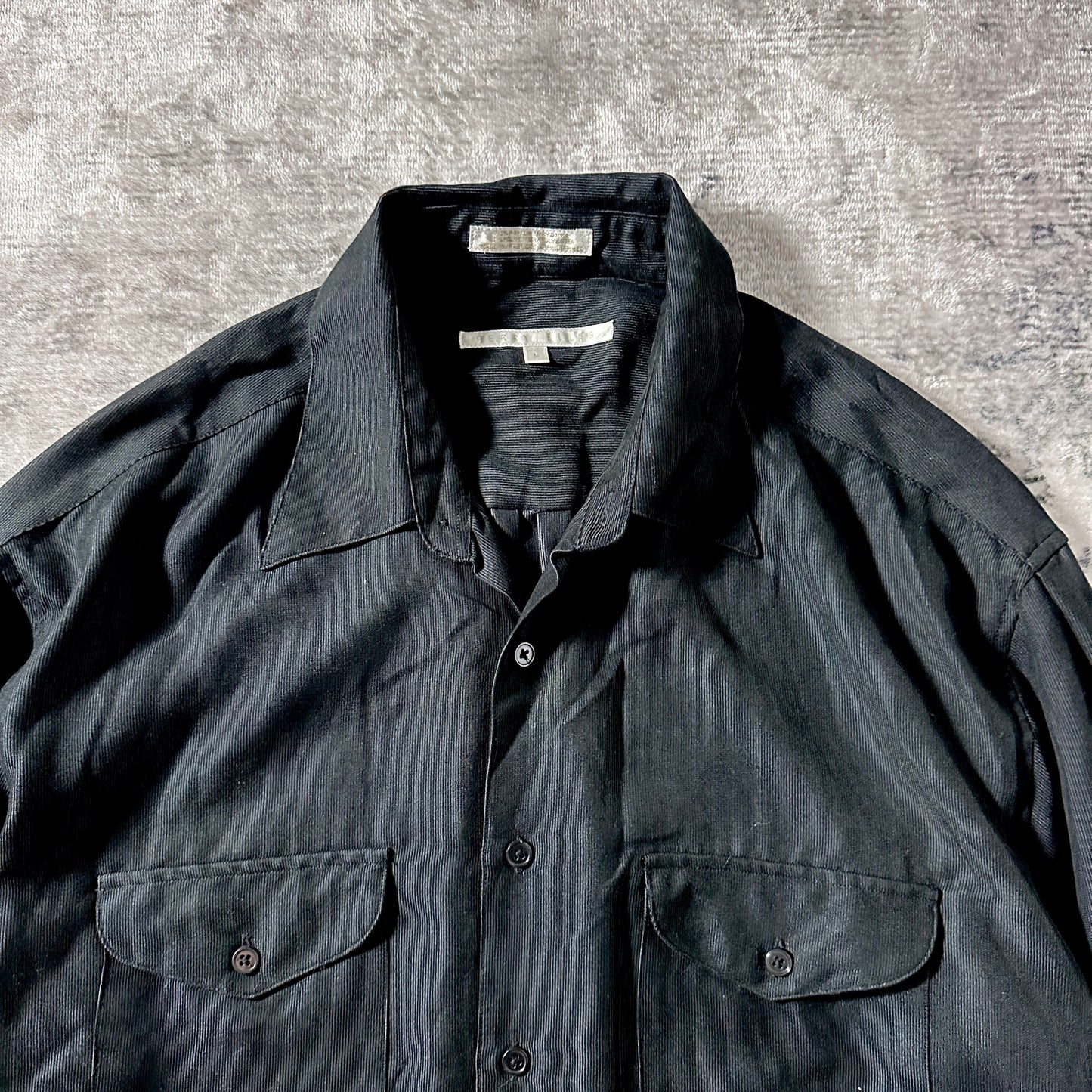 Perry Ellis Black Two-Pocket Long Sleeve Shirt – L - Rayon
