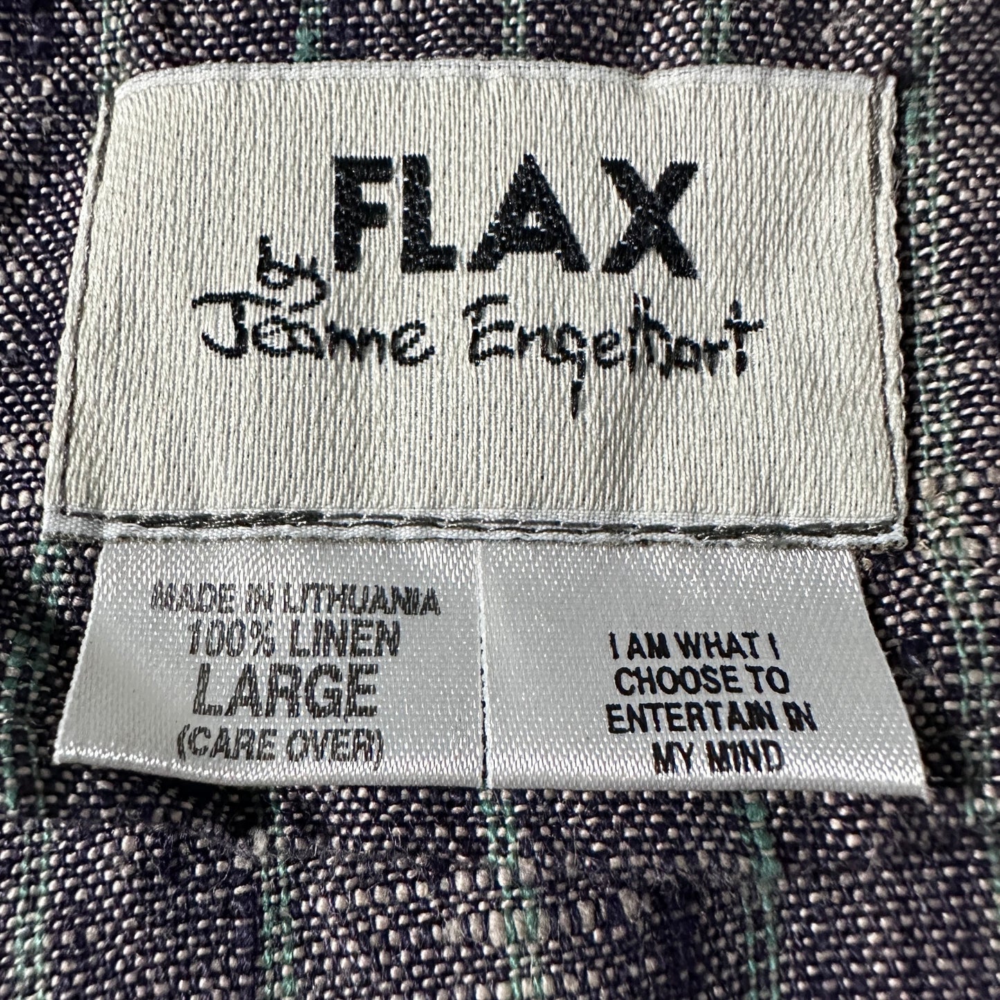 FLAX Linen Layered Zip Jacket – Grey Brown Woven Stripe, Size S