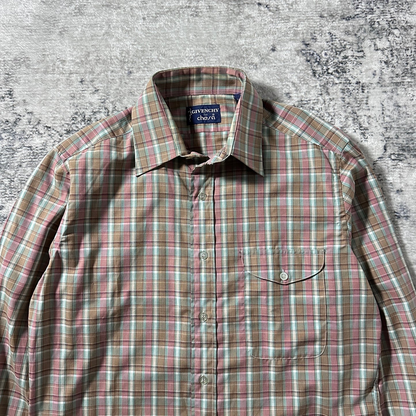 Givenchy for chesa Cotton Blend Pink Green Plaid Shirt – M
