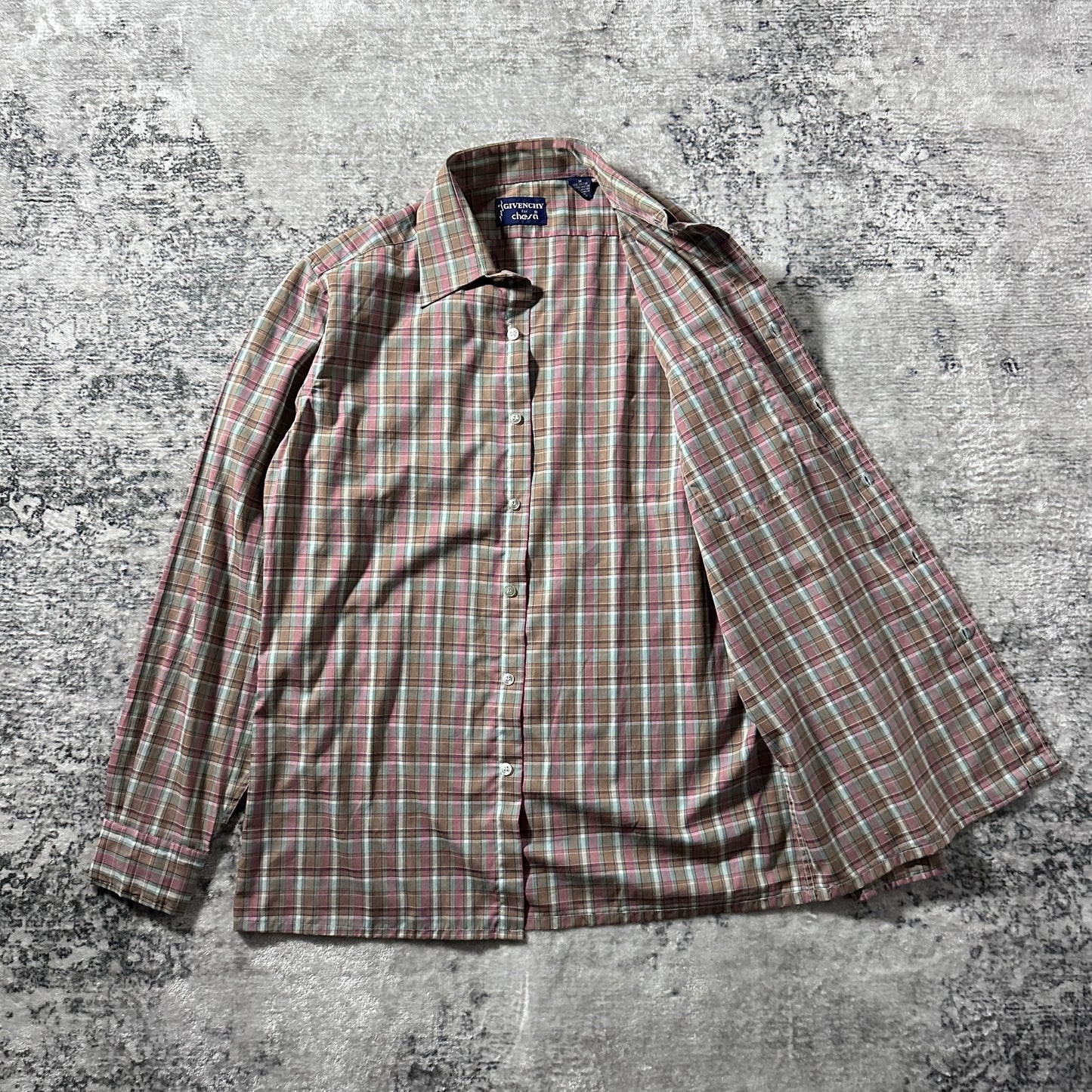 Givenchy for chesa Cotton Blend Pink Green Plaid Shirt – M