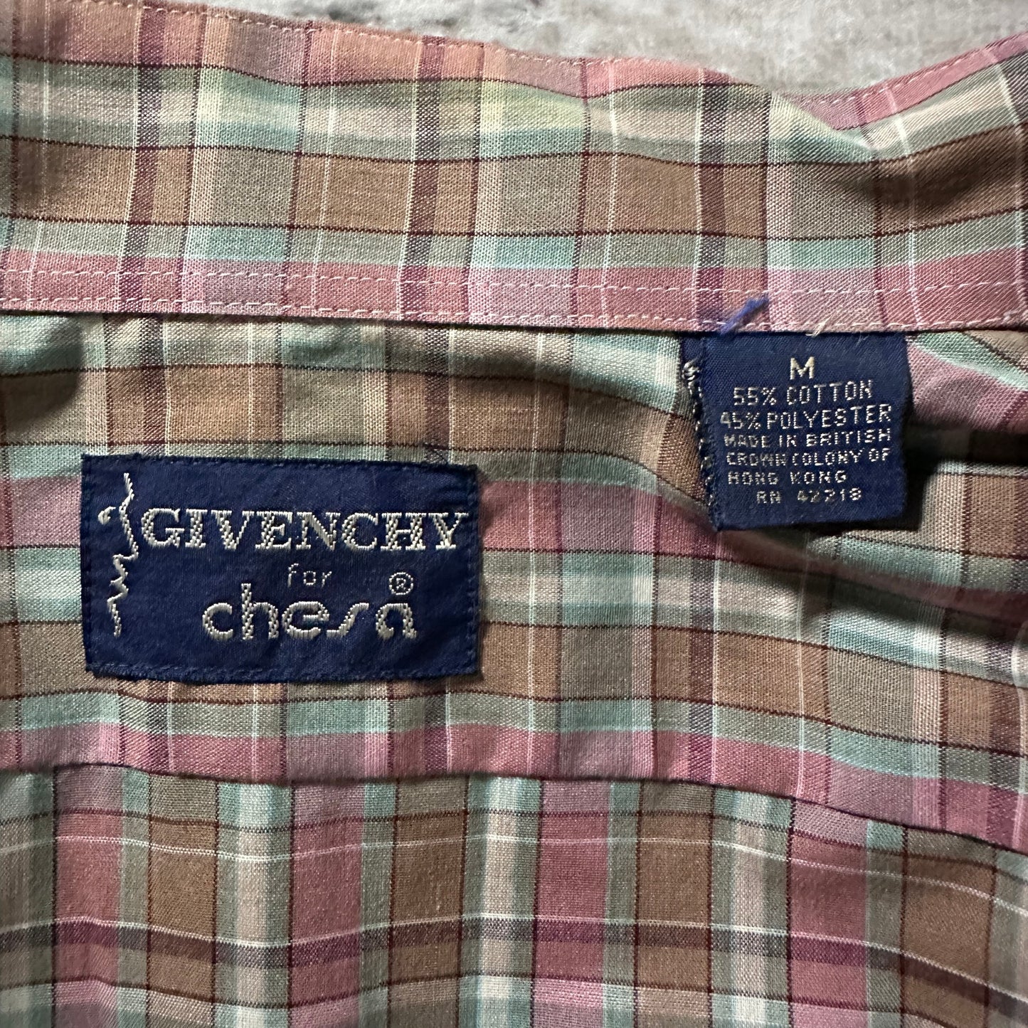 Givenchy for chesa Cotton Blend Pink Green Plaid Shirt – M