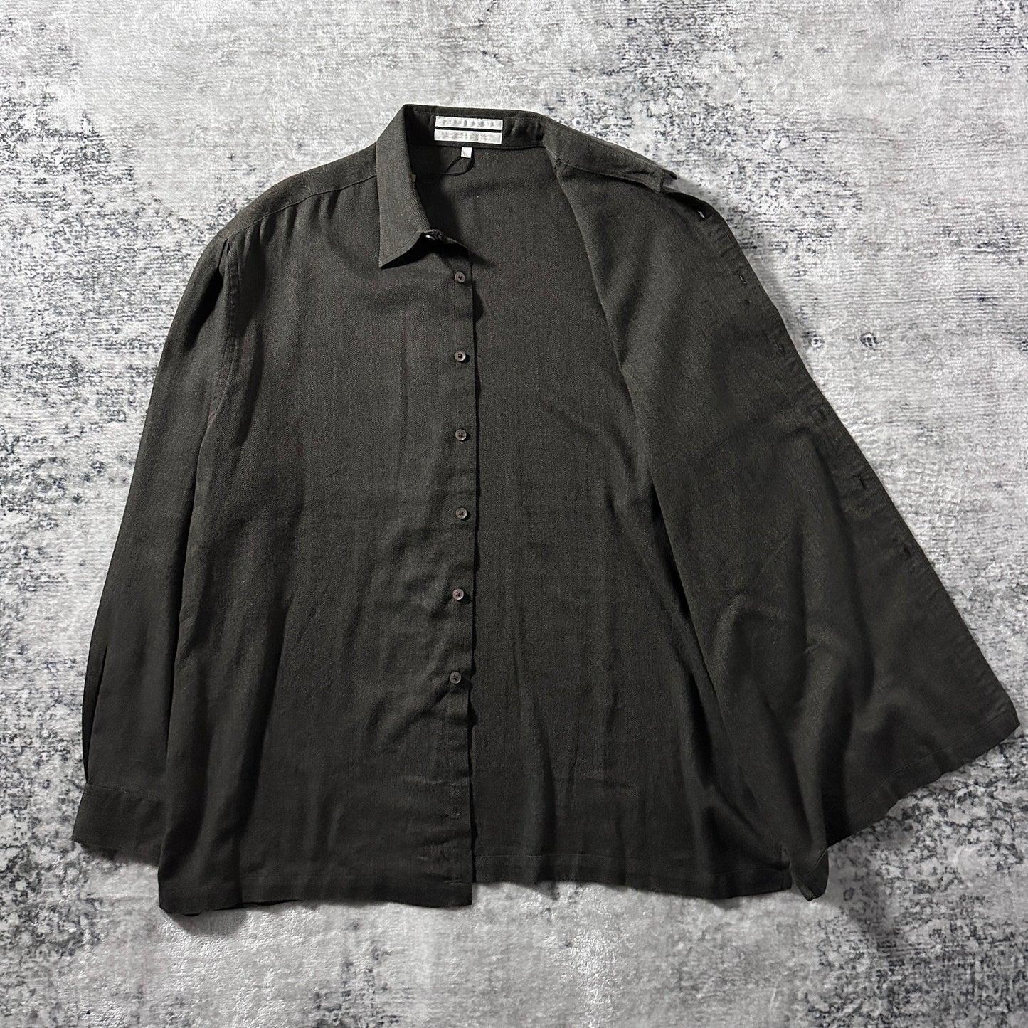 Perry Ellis Rayon Dark Brown Shirt – XL