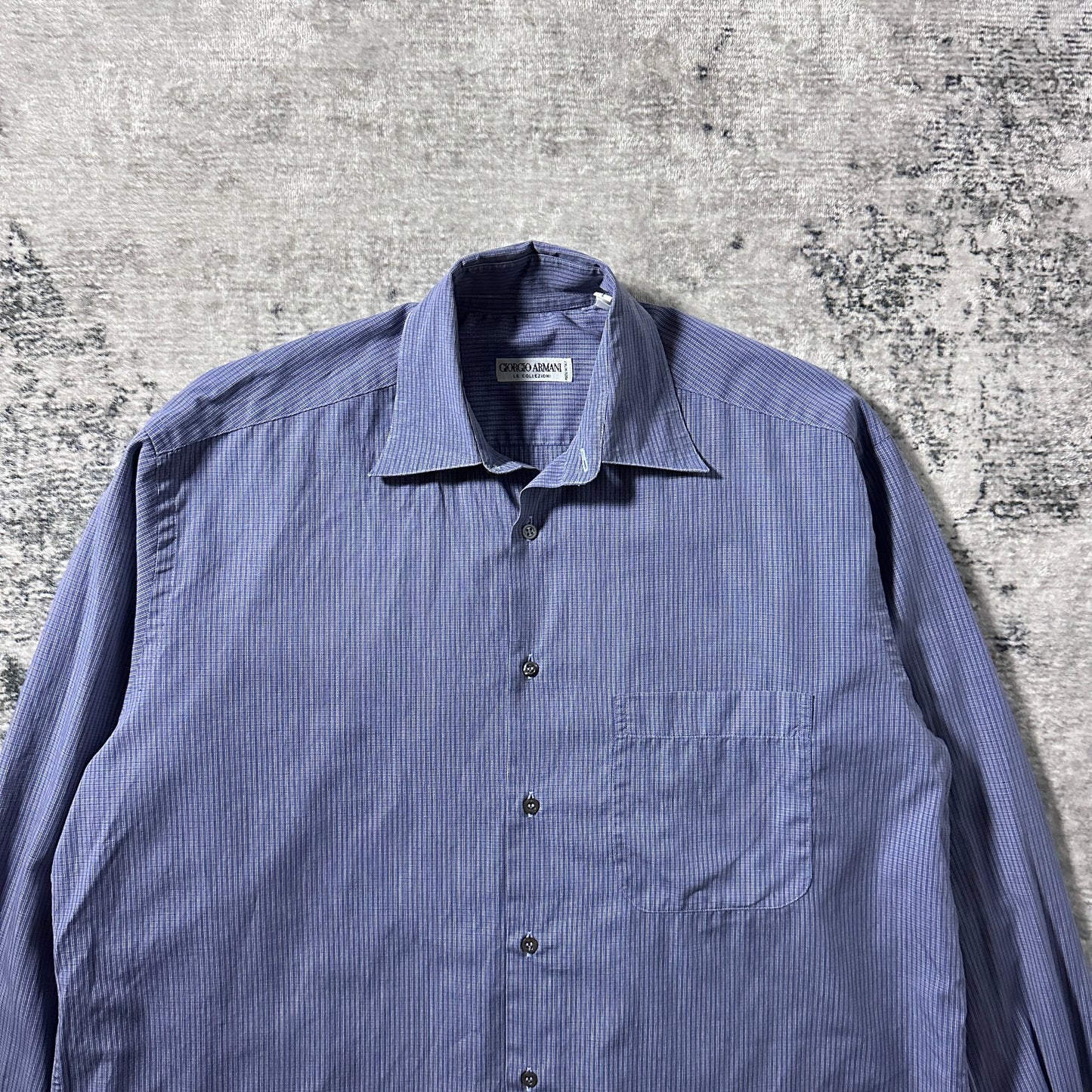 Giorgio Armani  Blue Micro Check Shirt – L