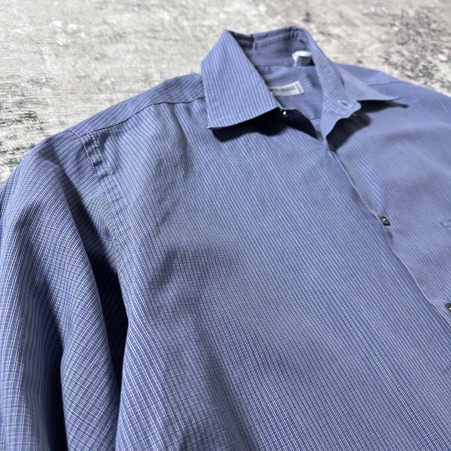 Giorgio Armani  Blue Micro Check Shirt – L