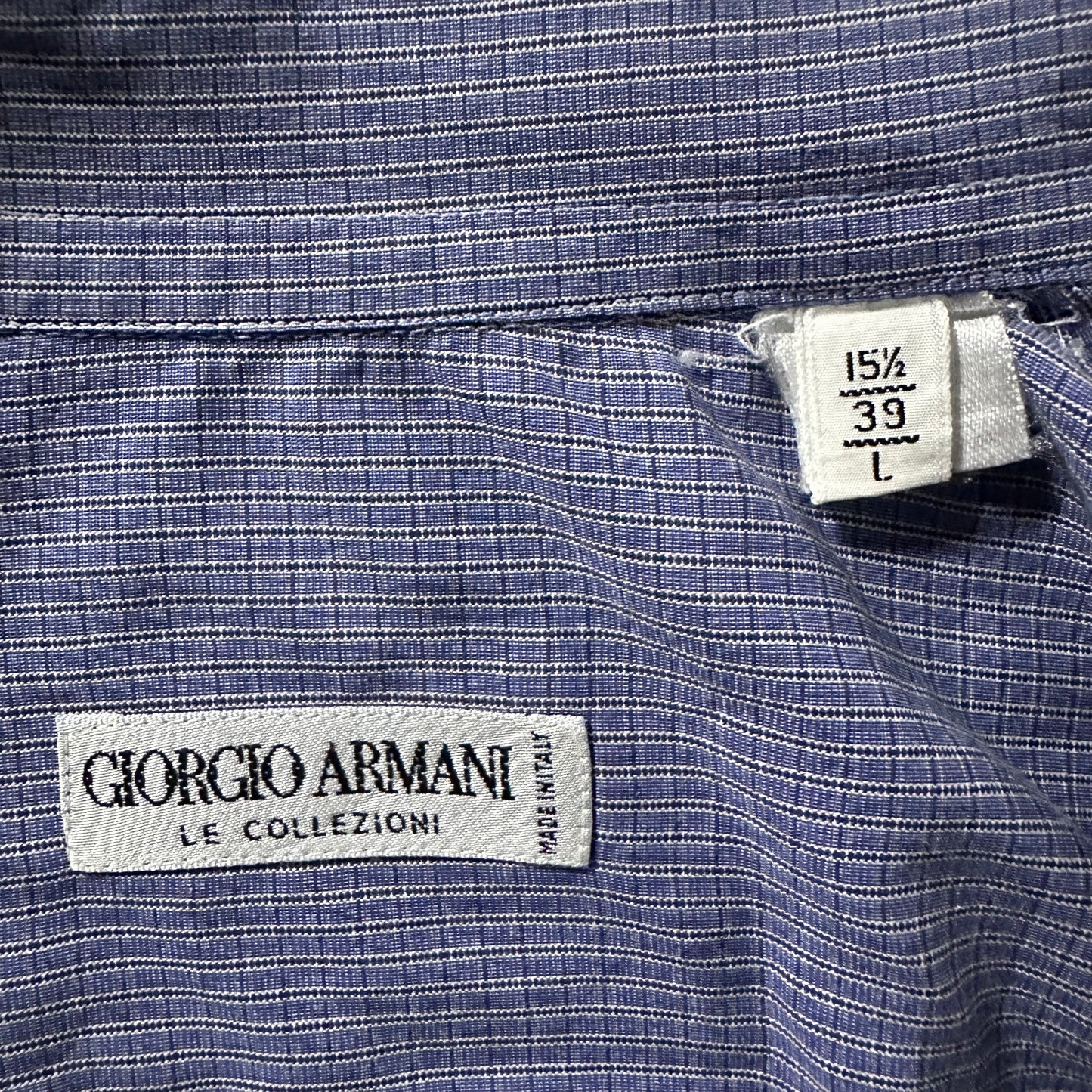 Giorgio Armani  Blue Micro Check Shirt – L