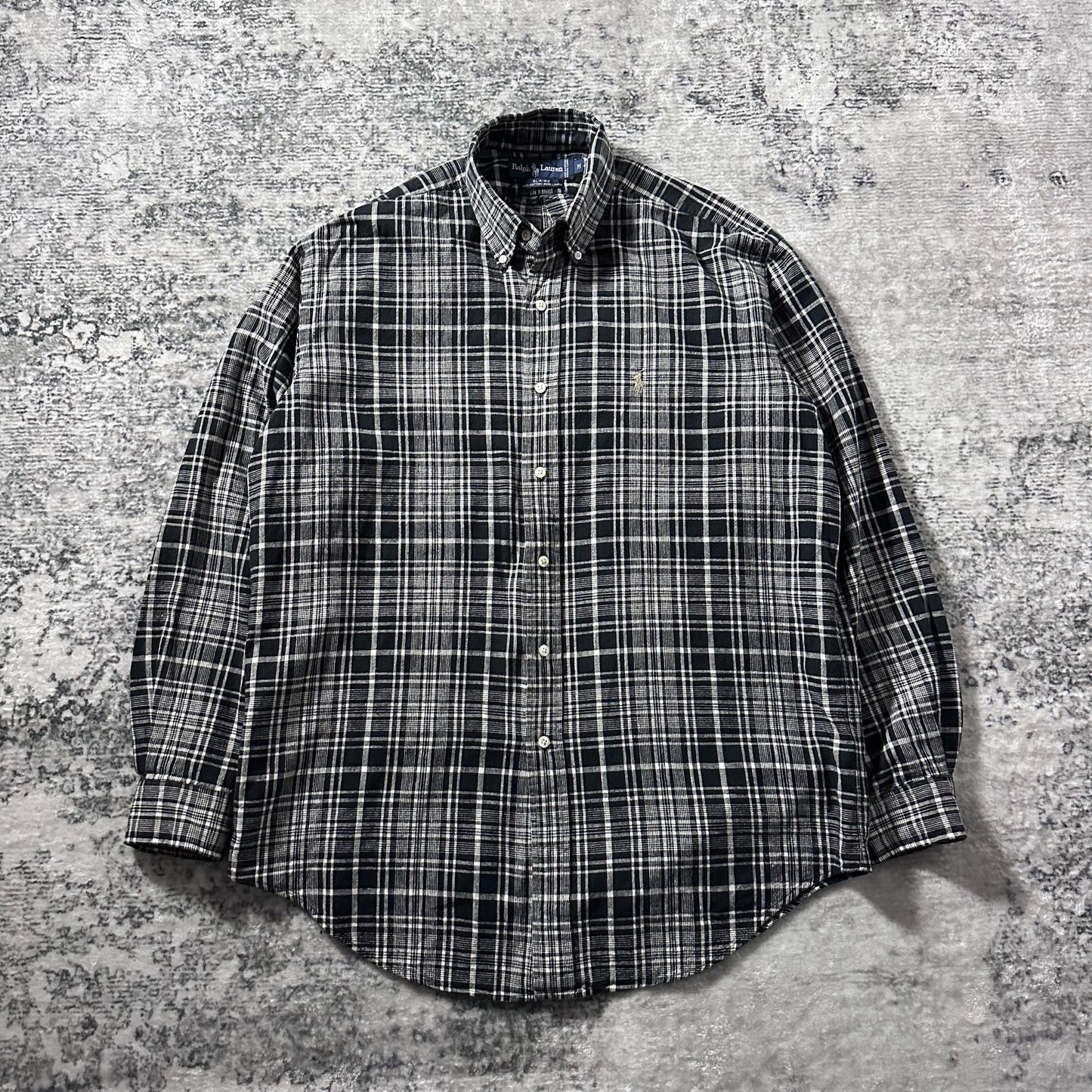 Ralph Lauren BLAIRE Cotton Linen Black Plaid Shirt – M
