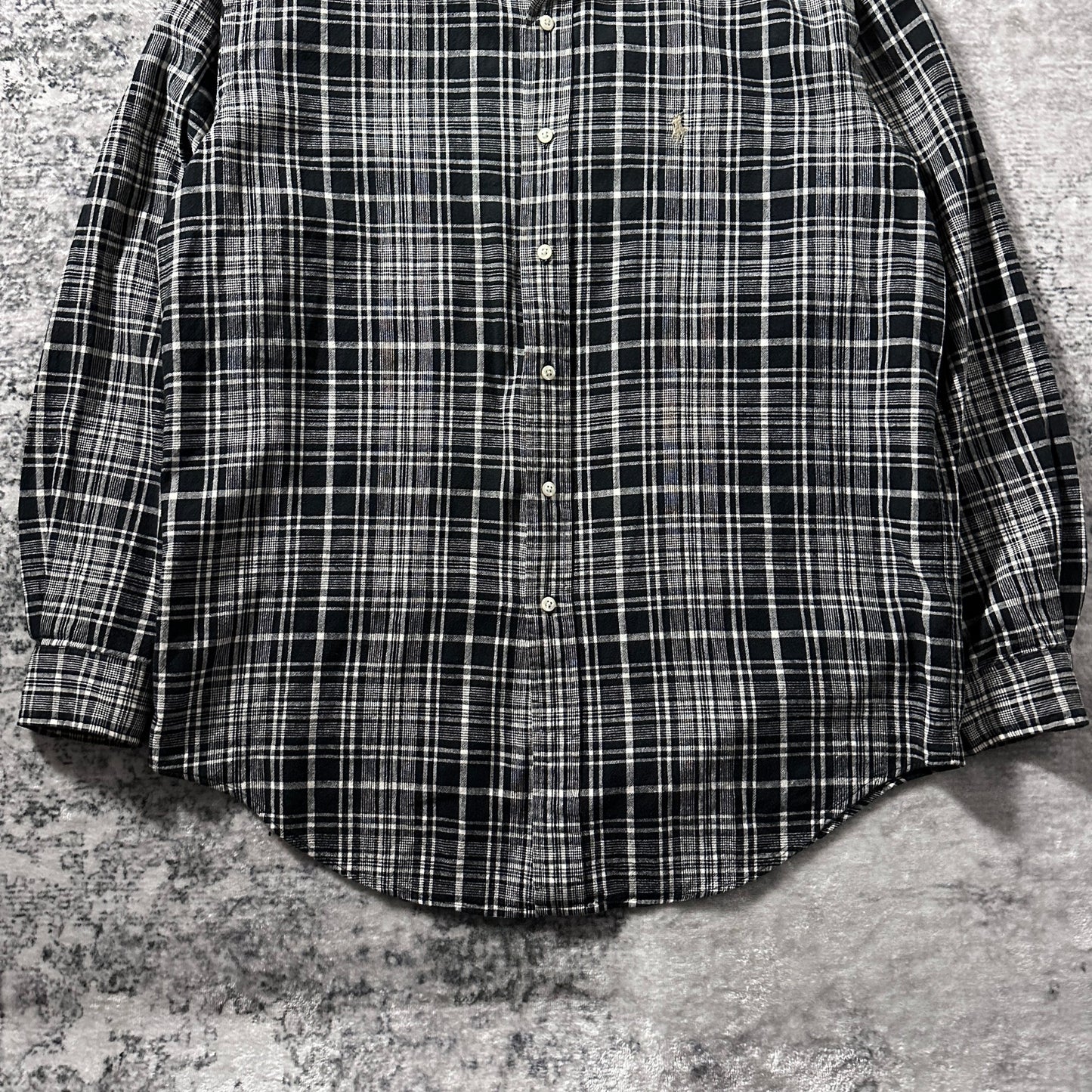 Ralph Lauren BLAIRE Cotton Linen Black Plaid Shirt – M