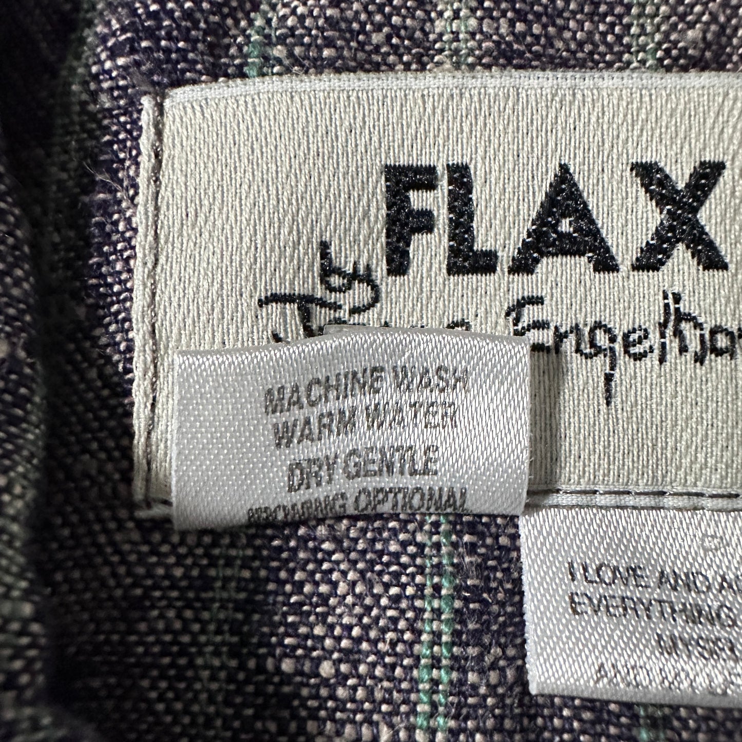 FLAX Linen Layered Zip Jacket – Grey Brown Woven Stripe, Size S