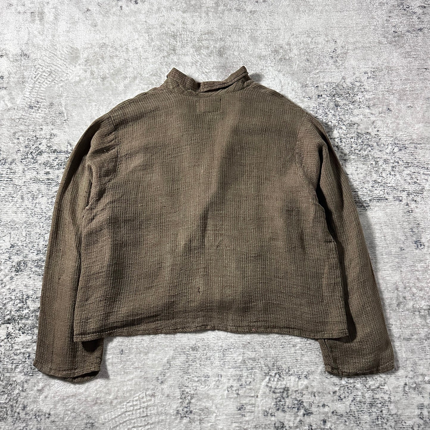 FLAX Linen Cropped Double Breasted Jacket – Brown – S