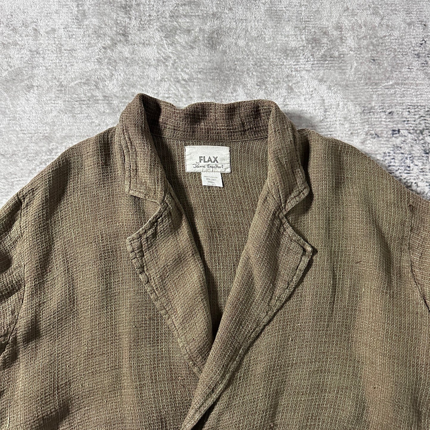 FLAX Linen Cropped Double Breasted Jacket – Brown – S