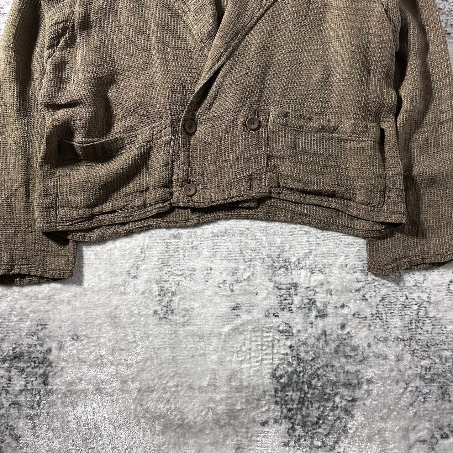 FLAX Linen Cropped Double Breasted Jacket – Brown – S