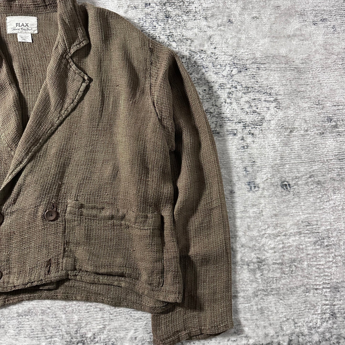 FLAX Linen Cropped Double Breasted Jacket – Brown – S