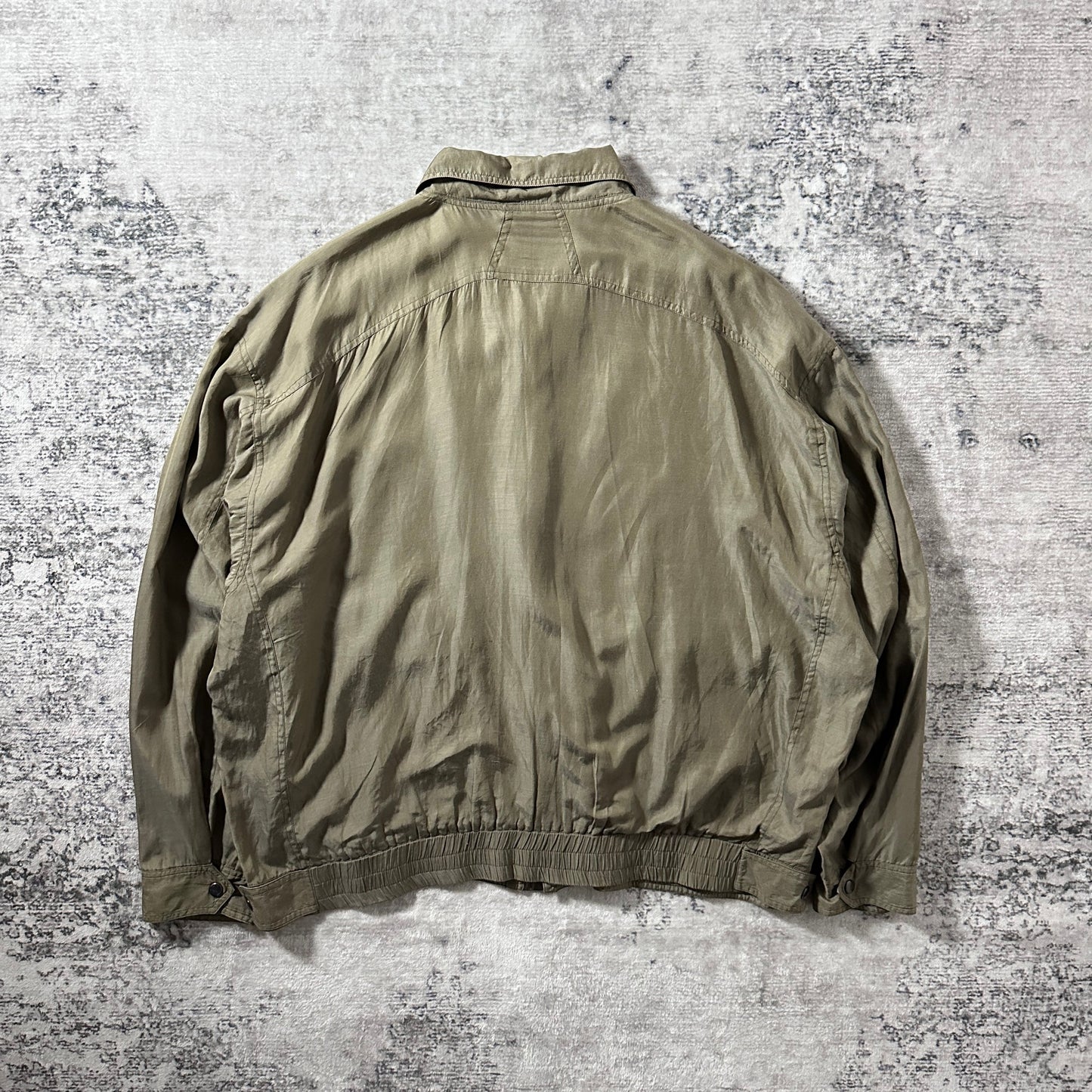 Perry Ellis America Silk Cotton Khaki Blouson Jacket XL