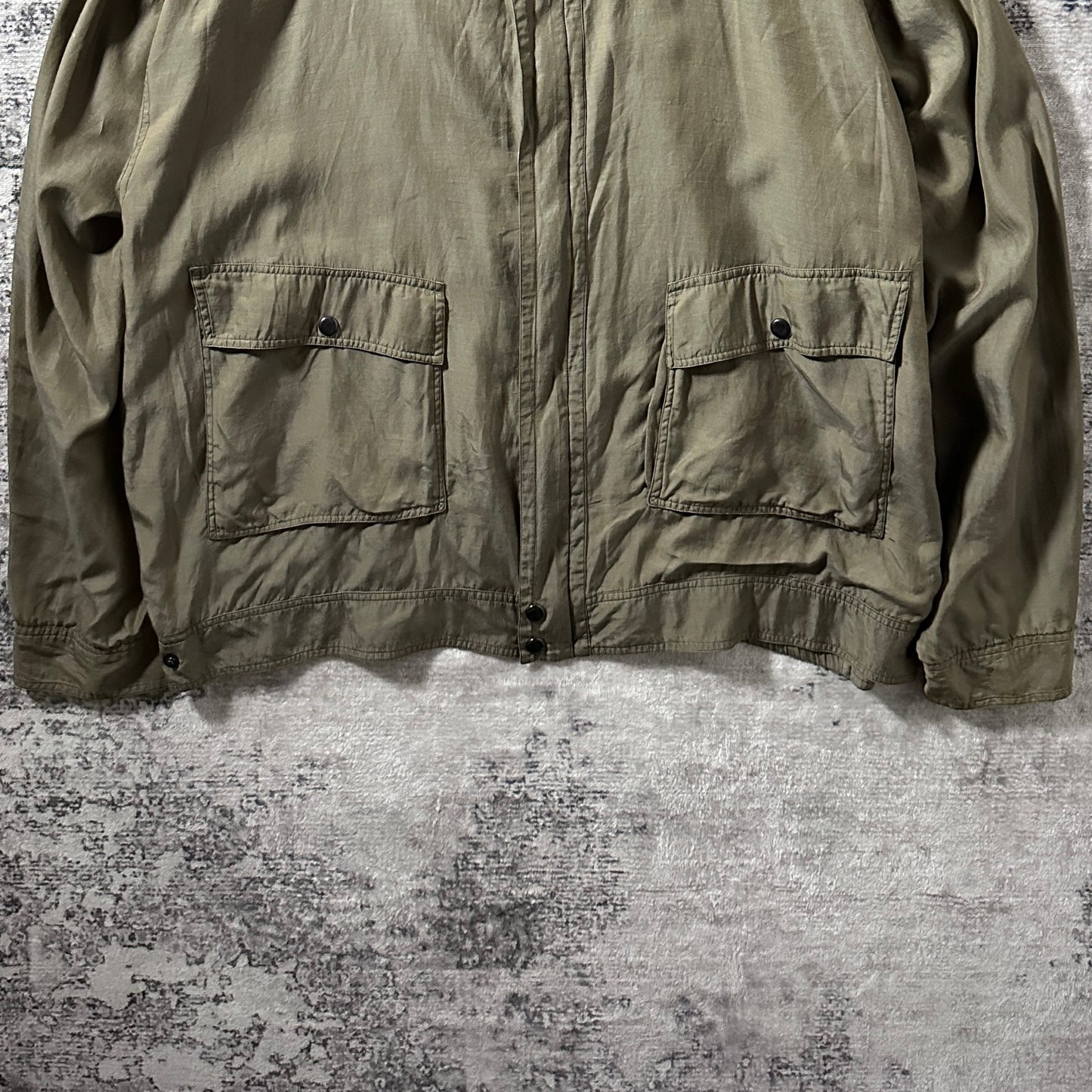 Perry Ellis America Silk Cotton Khaki Blouson Jacket XL
