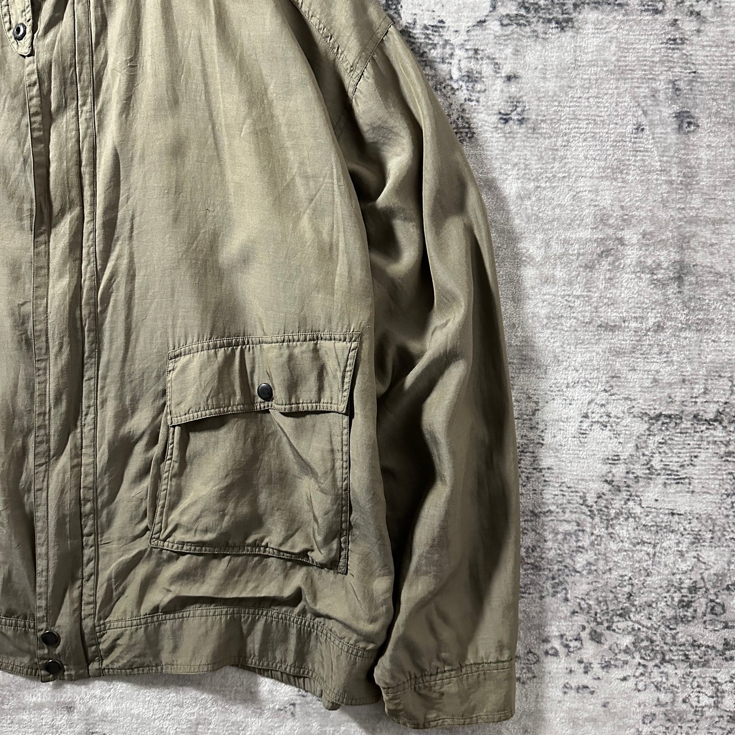 Perry Ellis America Silk Cotton Khaki Blouson Jacket XL