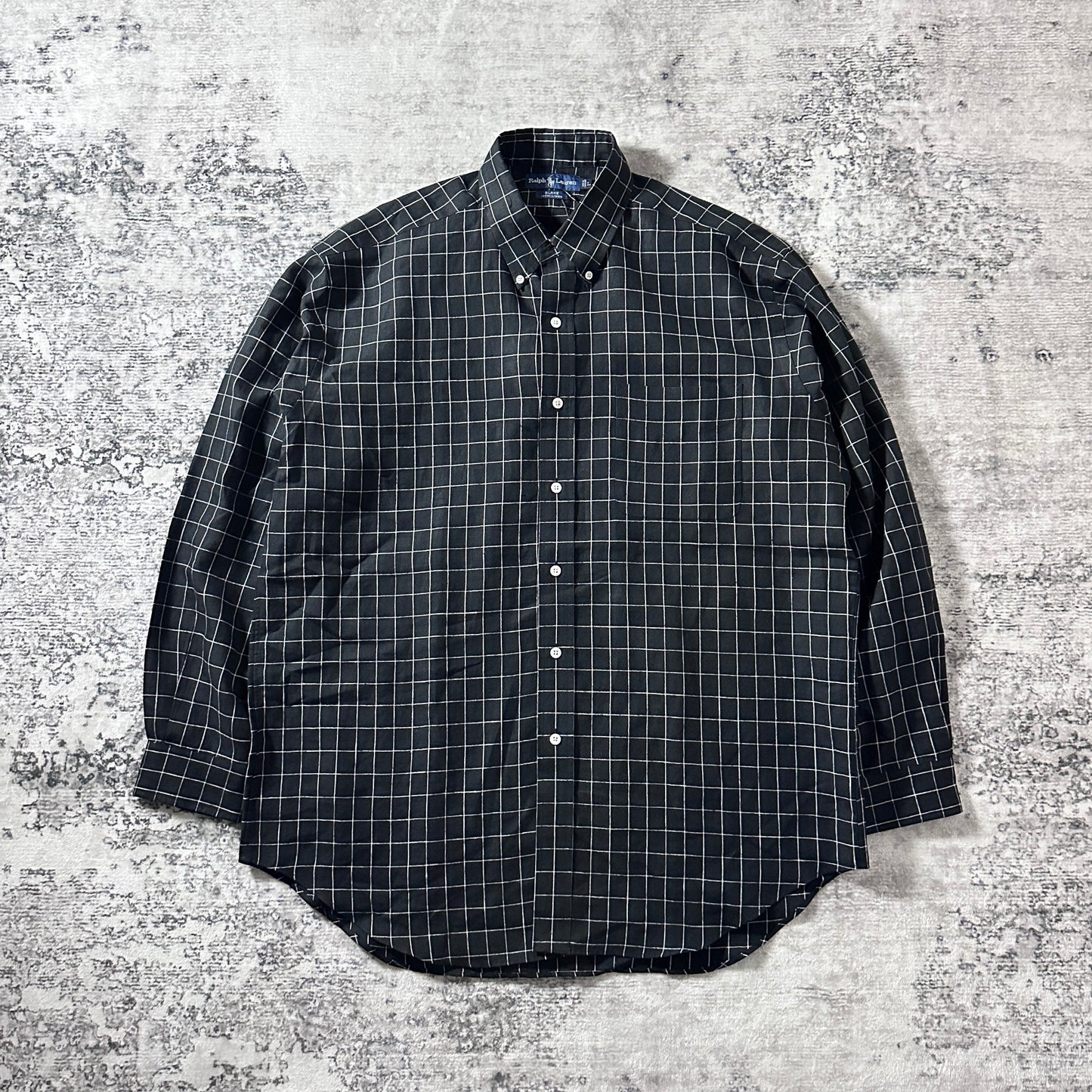 Ralph Lauren Blake 100% Linen Black Windowpane Shirt – L