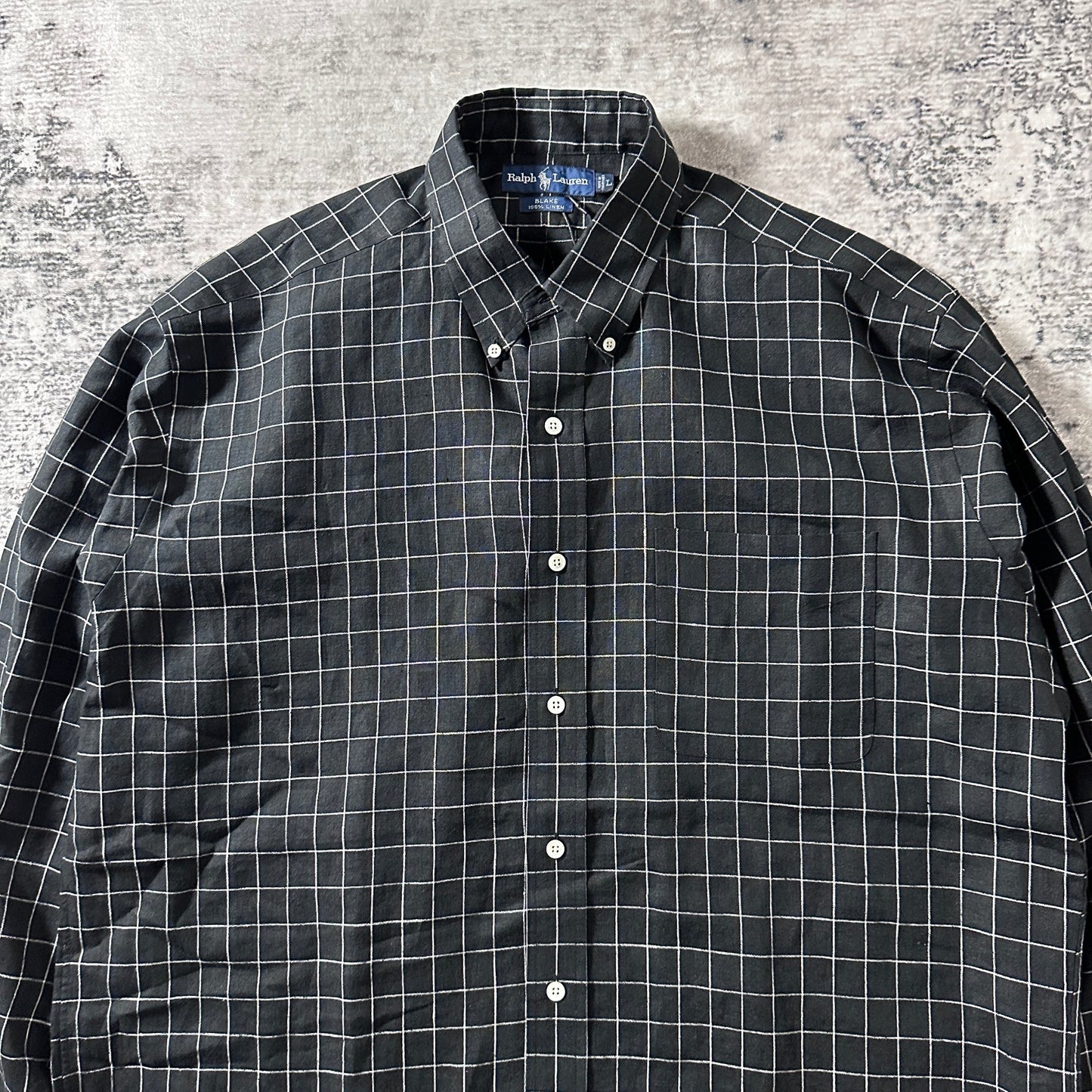 Ralph Lauren Blake 100% Linen Black Windowpane Shirt – L