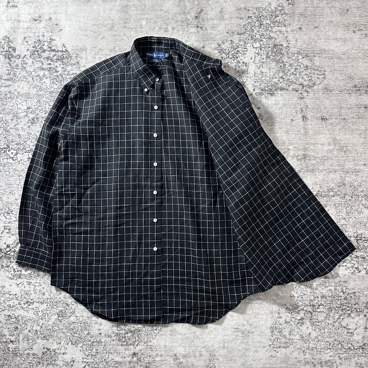 Ralph Lauren Blake 100% Linen Black Windowpane Shirt – L