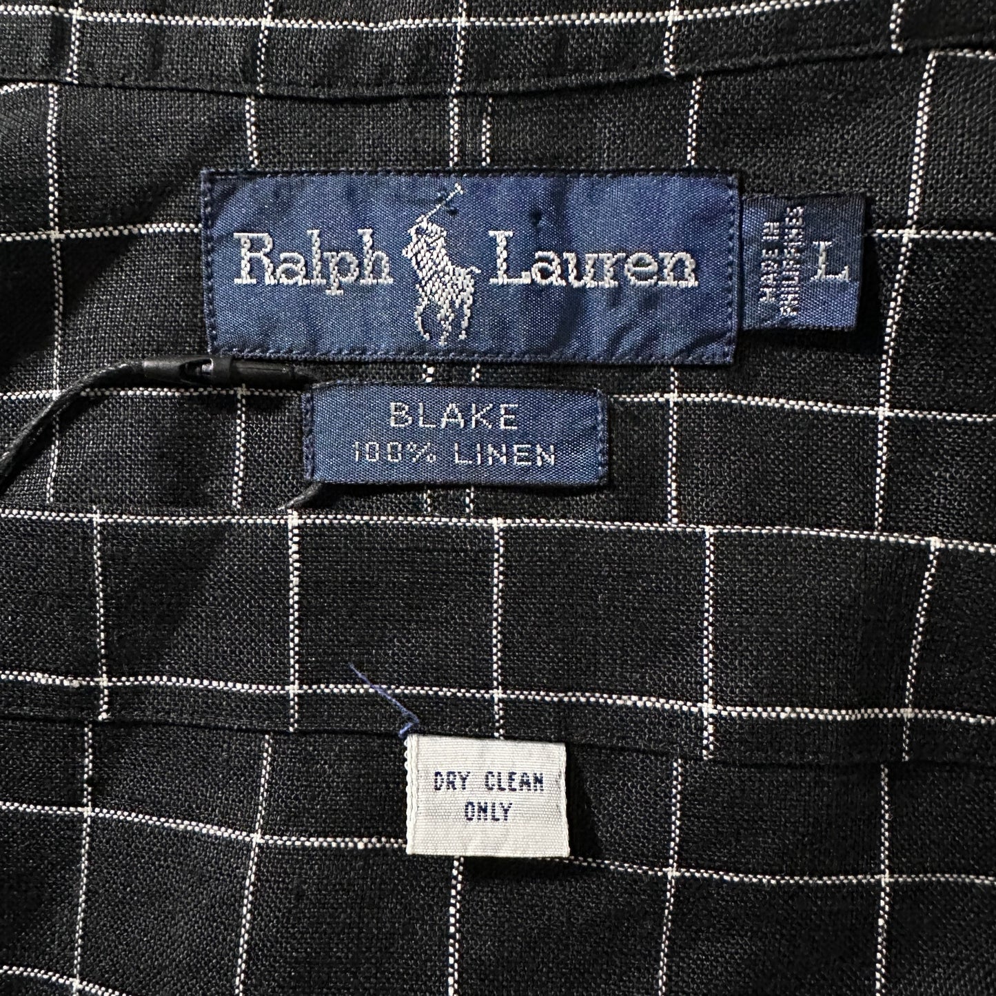 Ralph Lauren Blake 100% Linen Black Windowpane Shirt – L