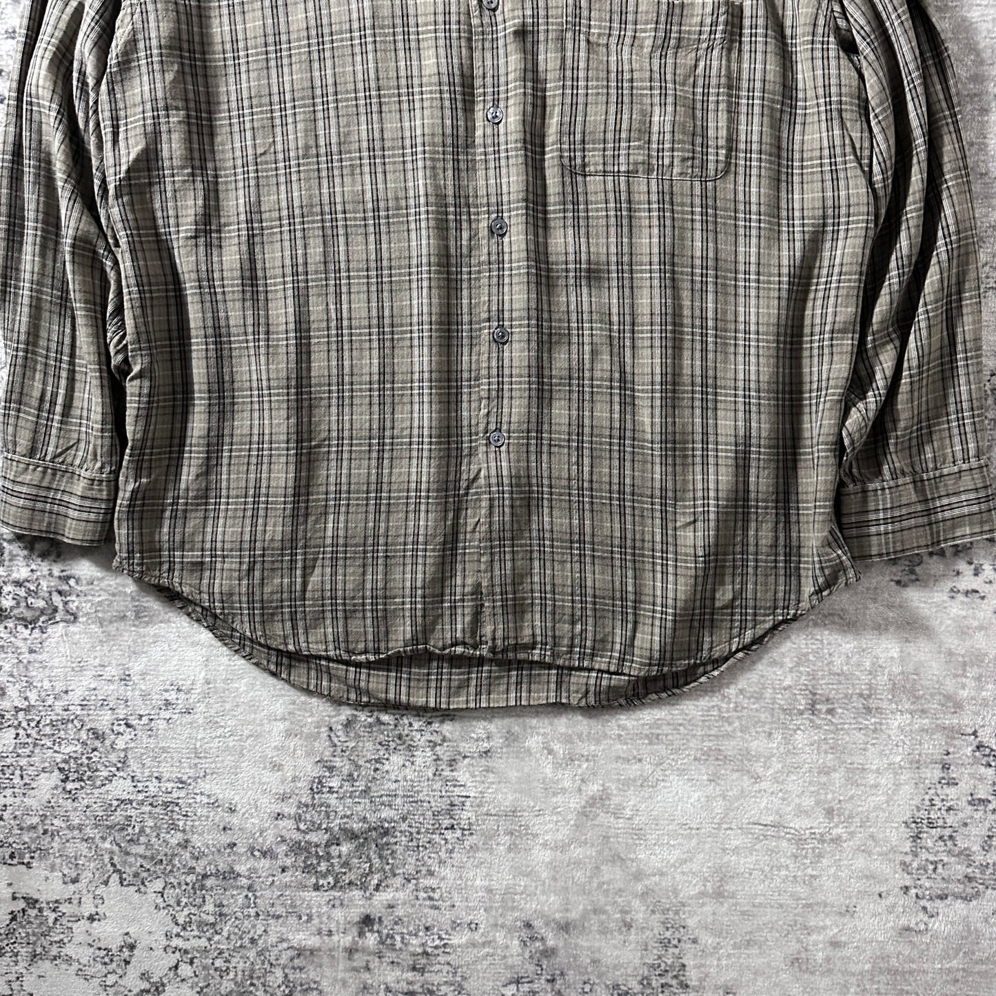Perry Ellis Taupe Plaid Long Sleeve Shirt – L