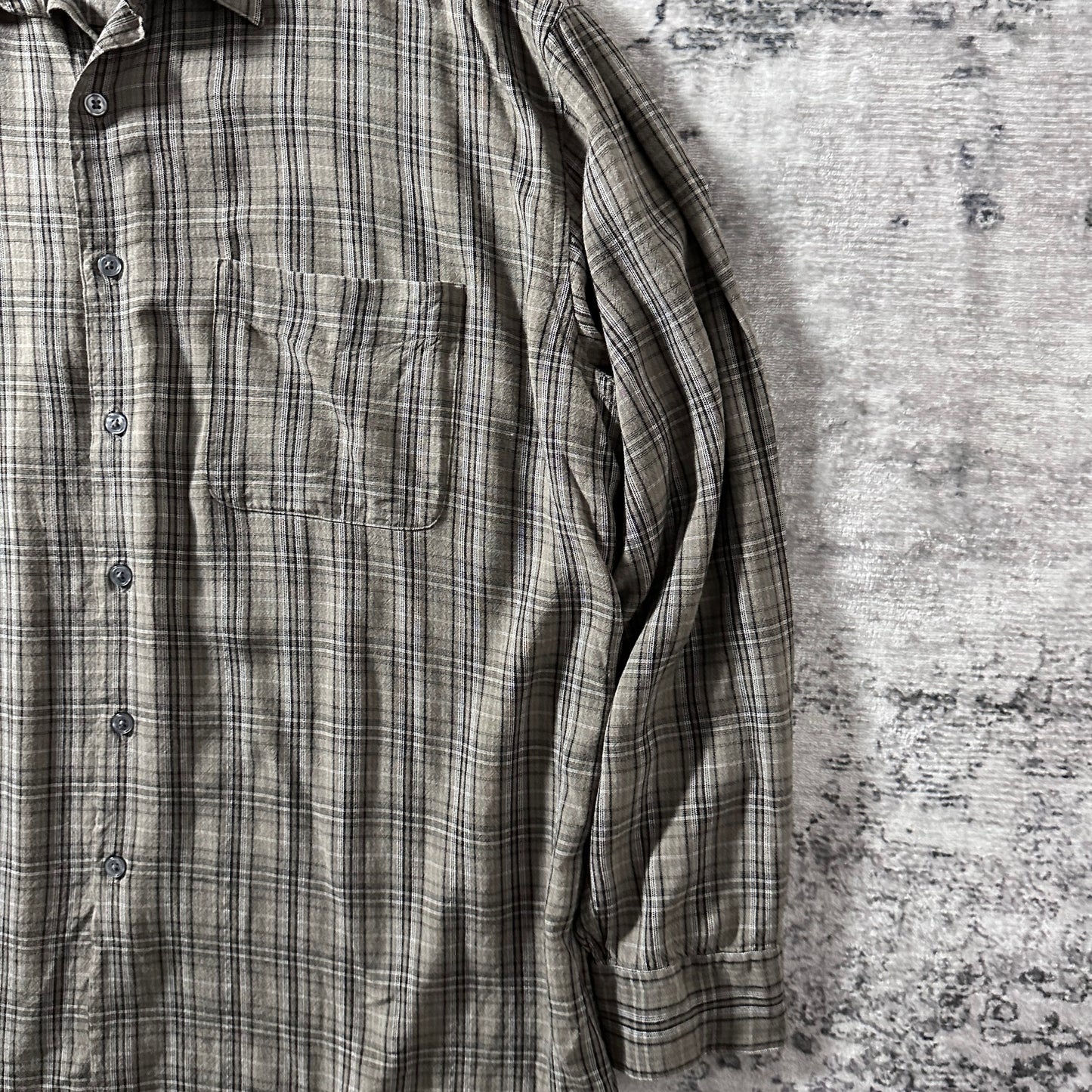 Perry Ellis Taupe Plaid Long Sleeve Shirt – L