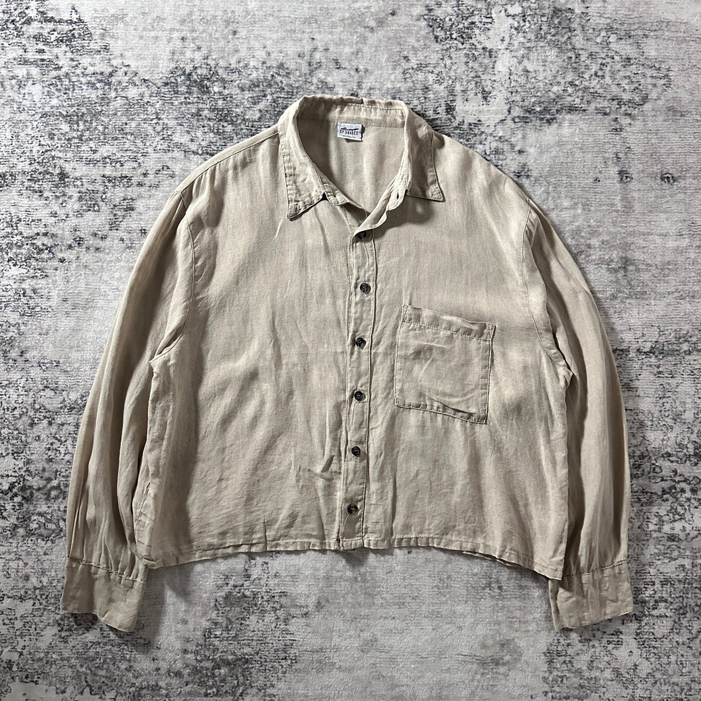Cropped Boxy Shirt 100% Linen Beige M - CP Shades