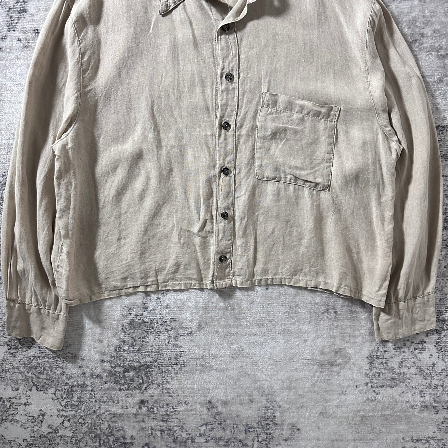 Cropped Boxy Shirt 100% Linen Beige M - CP Shades