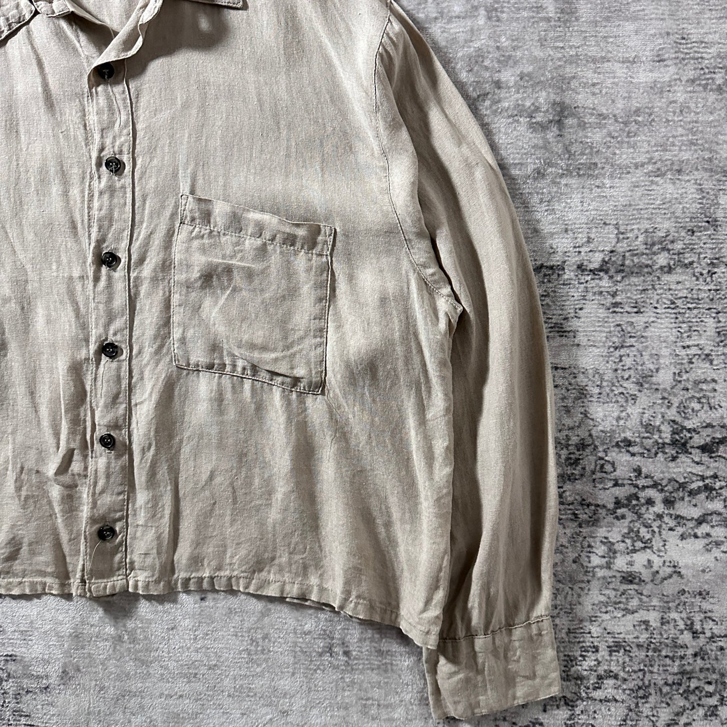 Cropped Boxy Shirt 100% Linen Beige M - CP Shades