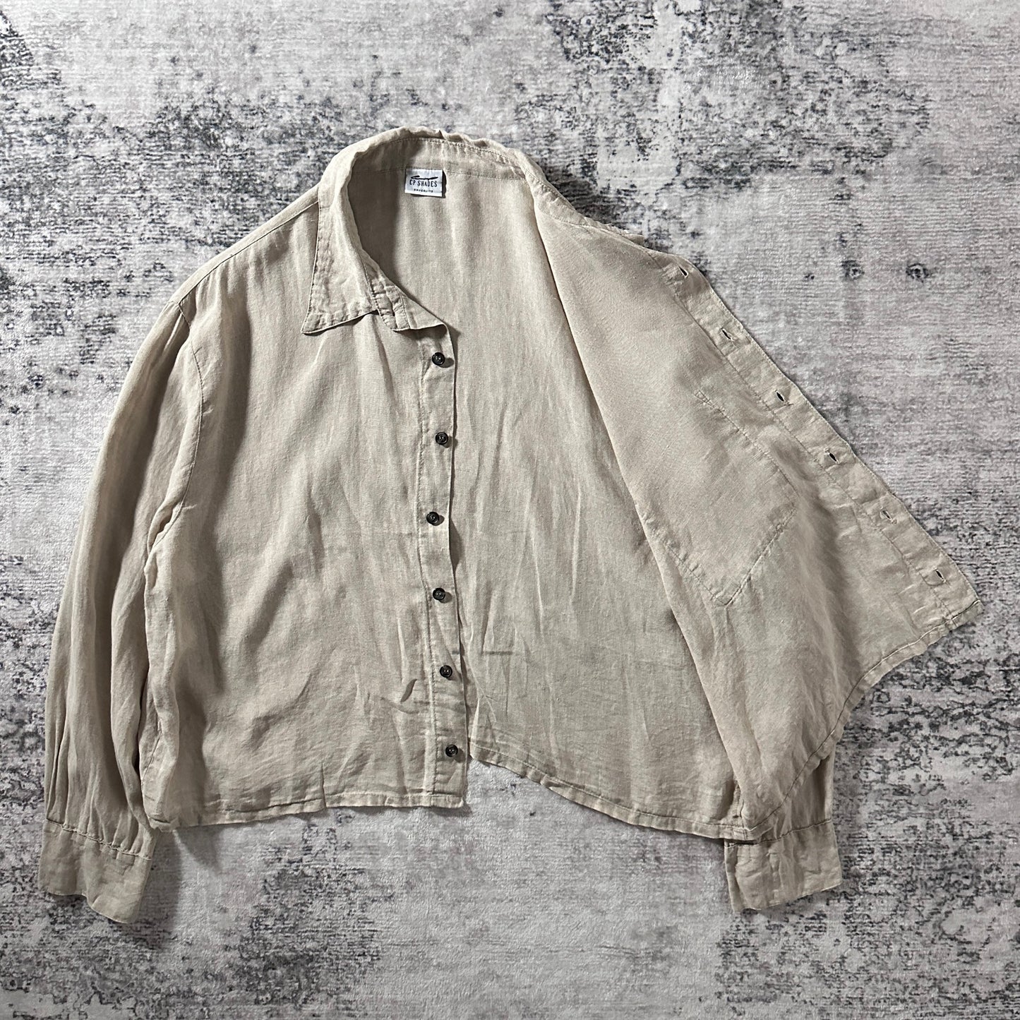 Cropped Boxy Shirt 100% Linen Beige M - CP Shades