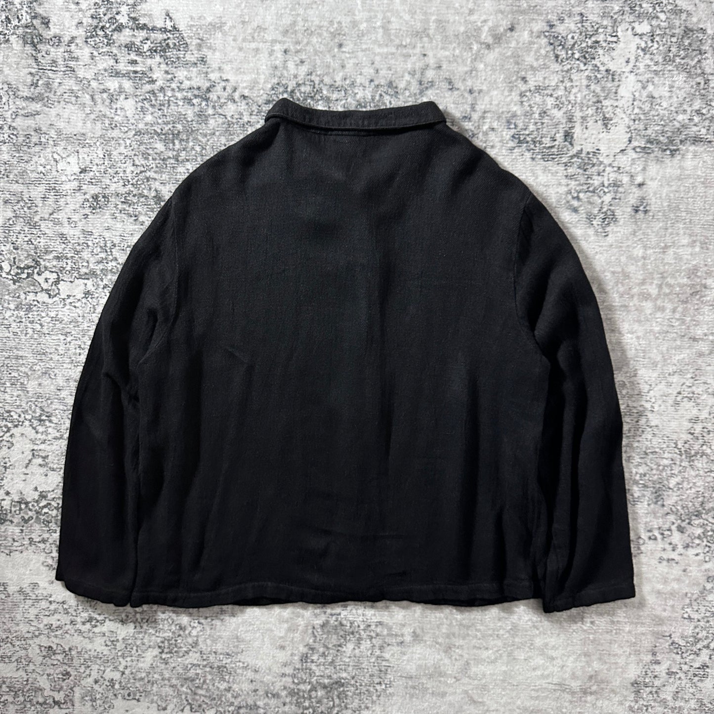 CP Shades Rayon Linen Black Cropped Shirt – L