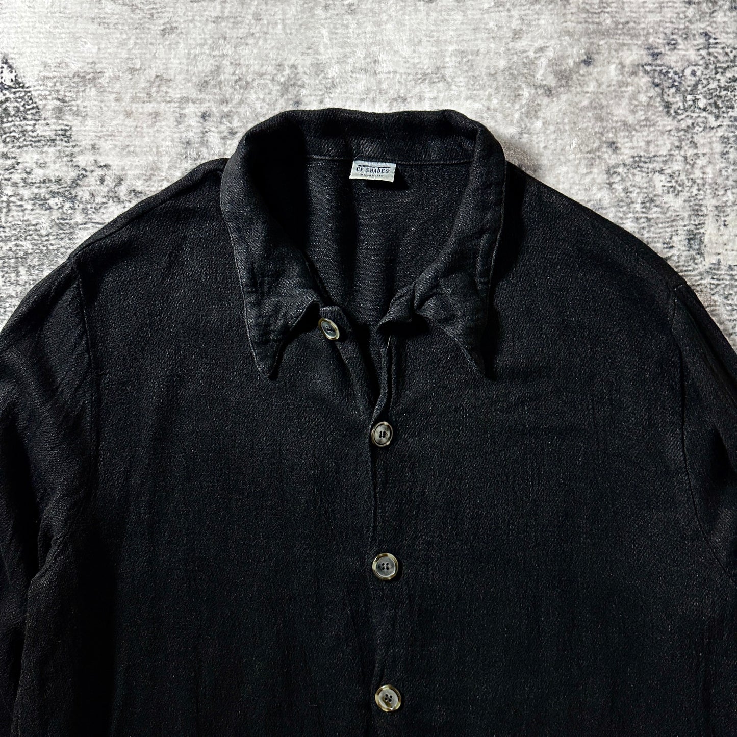 CP Shades Rayon Linen Black Cropped Shirt – L