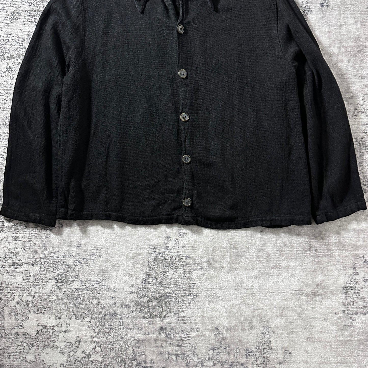 CP Shades Rayon Linen Black Cropped Shirt – L