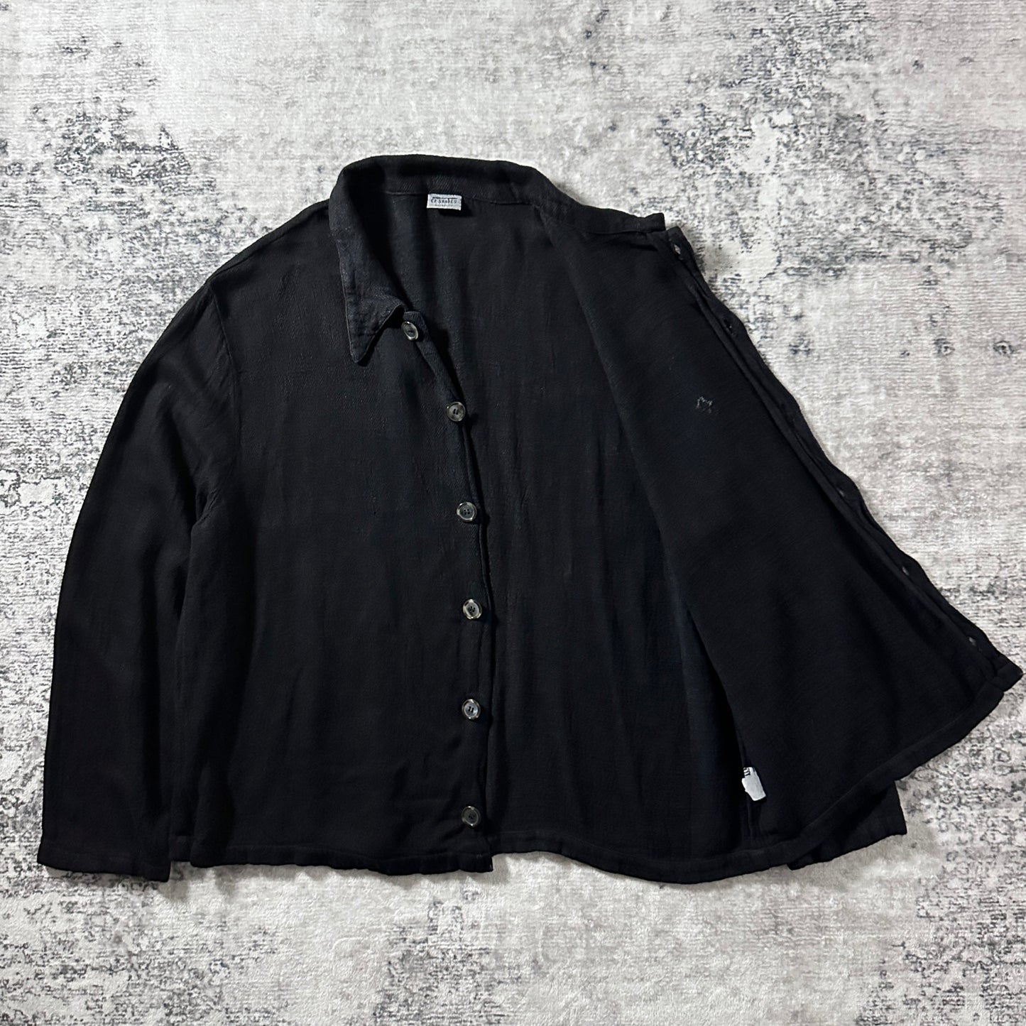 CP Shades Rayon Linen Black Cropped Shirt – L
