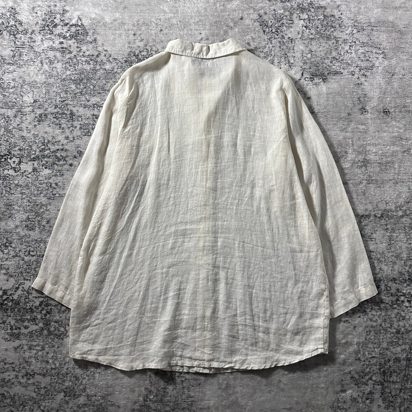 FLAX 100% Linen White Long Sleeve Shirt – M