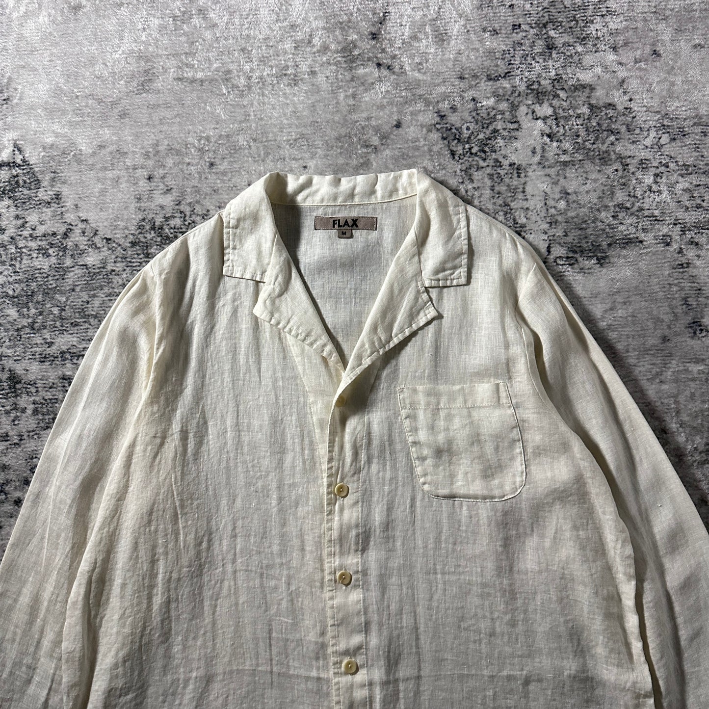 FLAX 100% Linen White Long Sleeve Shirt – M